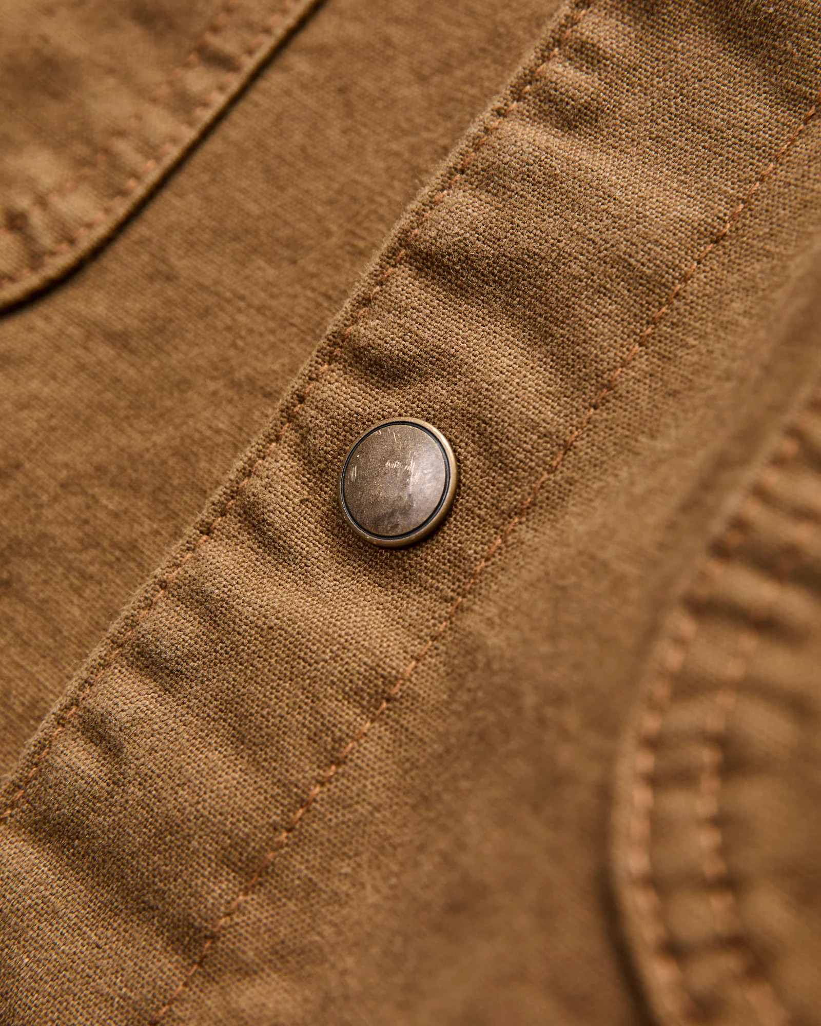 Dyed Canvas Work Shirt in Golden Brown - Image 4