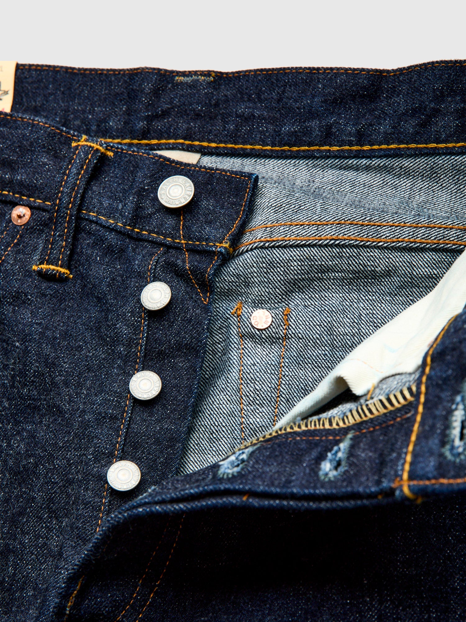 "East-West" 16oz Rinsed Selvedge Denim - Vintage 5-Pocket Full Straight Fit - Image 9