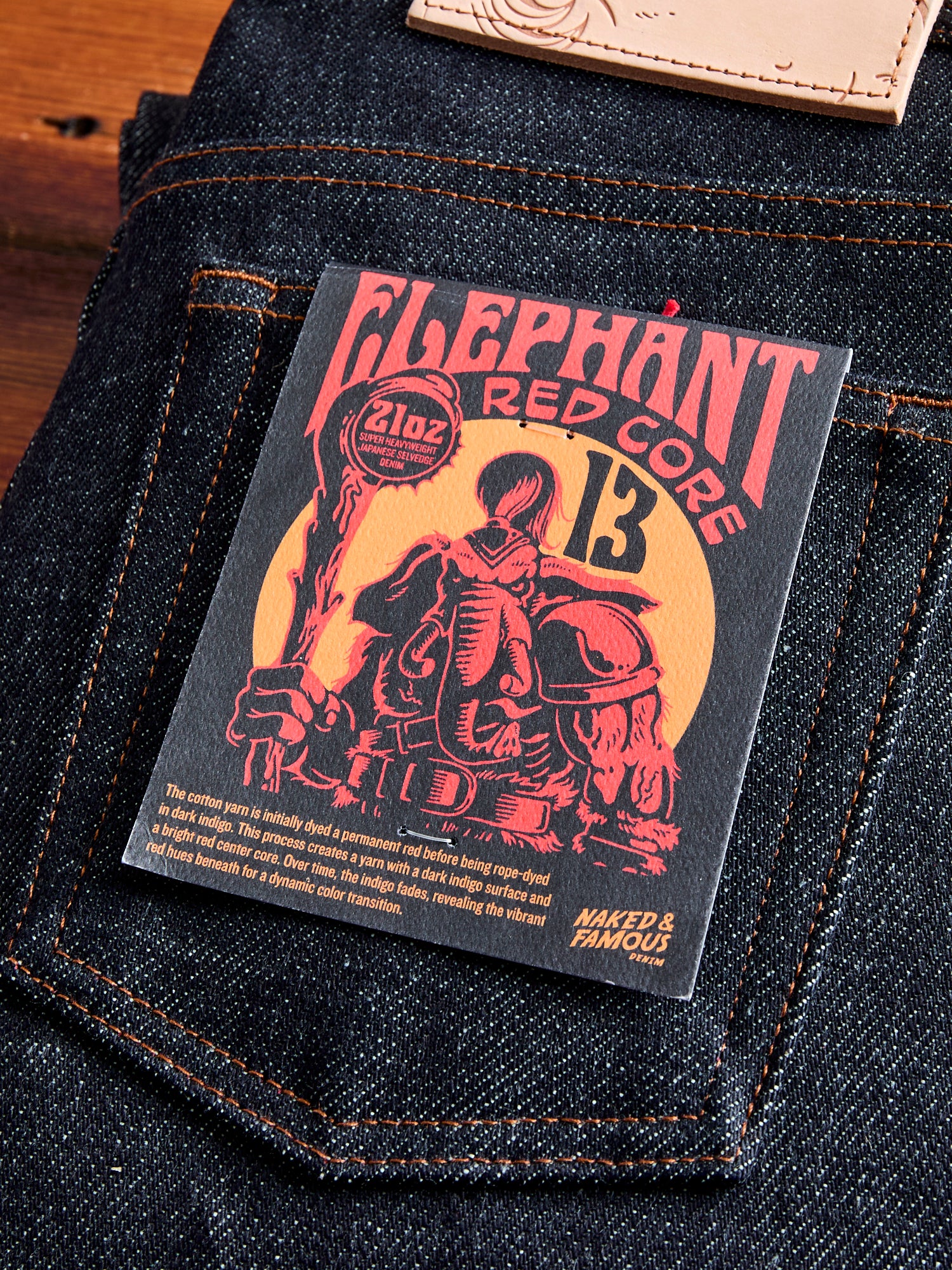 "Elephant 13 - Red Core" 21oz Selvedge Denim - Weird Guy Fit - Image 3