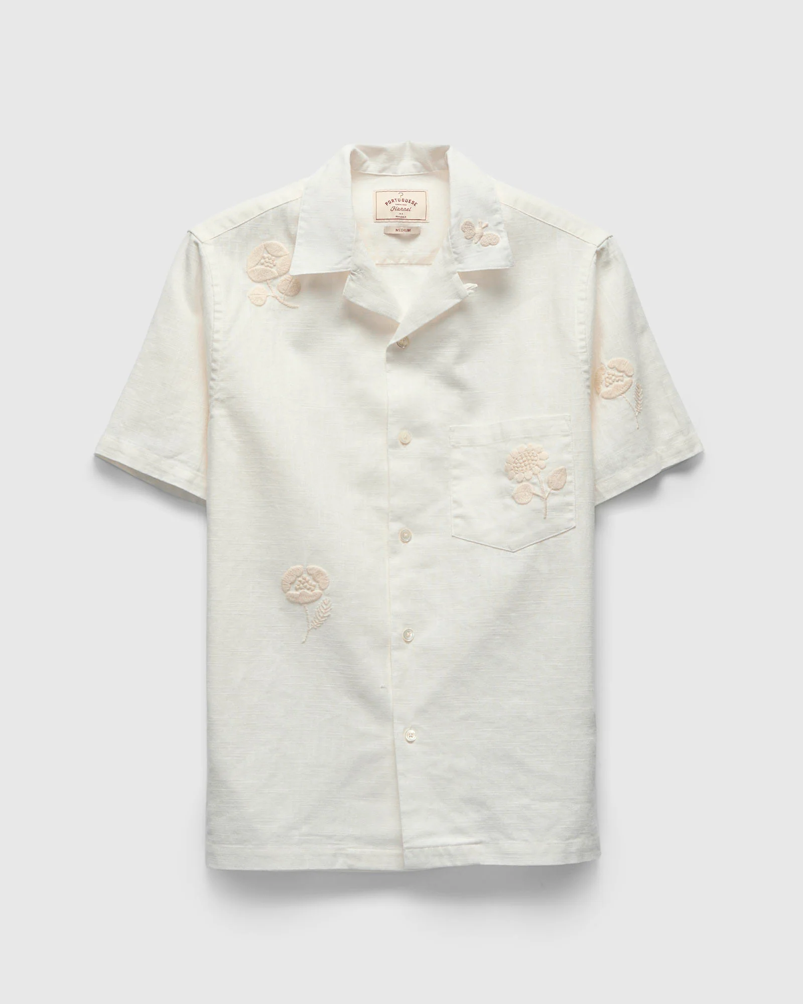 Embroidery Nature Ramie Shirt in Ecru