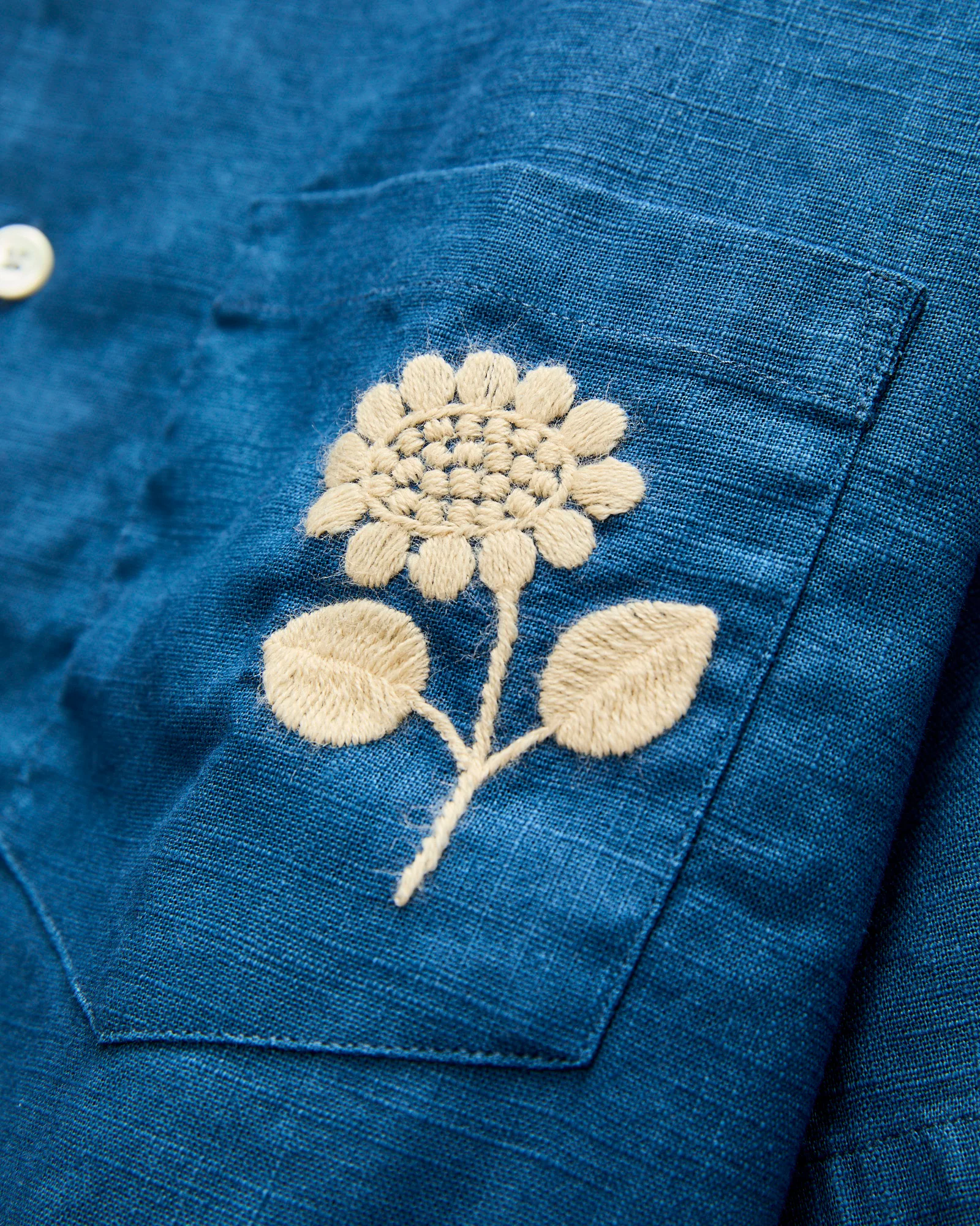 Embroidery Nature Ramie Shirt in Blue - Image 2