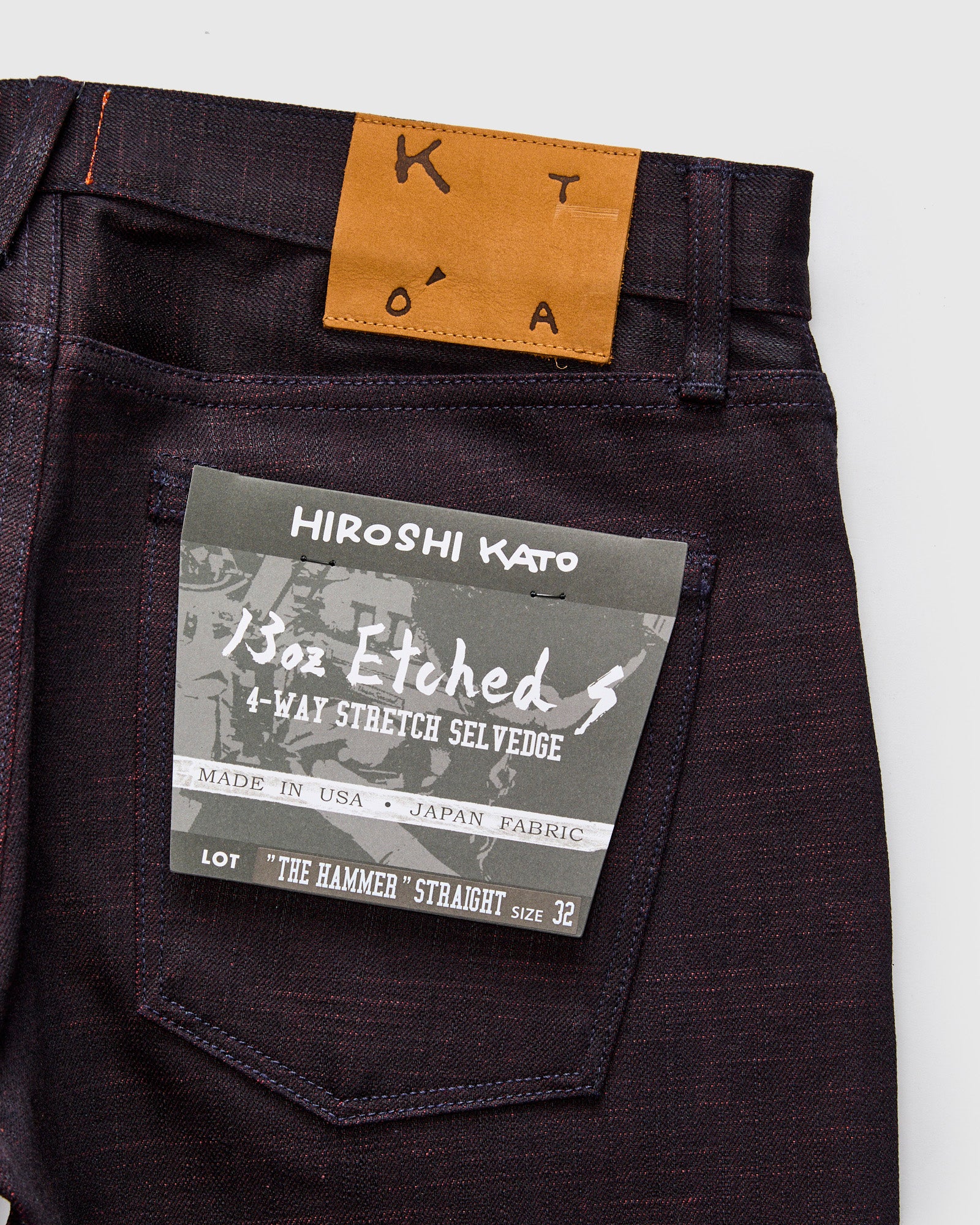 "Etched" 13oz Bordeaux Weft Stretch Selvedge Denim - Hammer Straight - Image 4