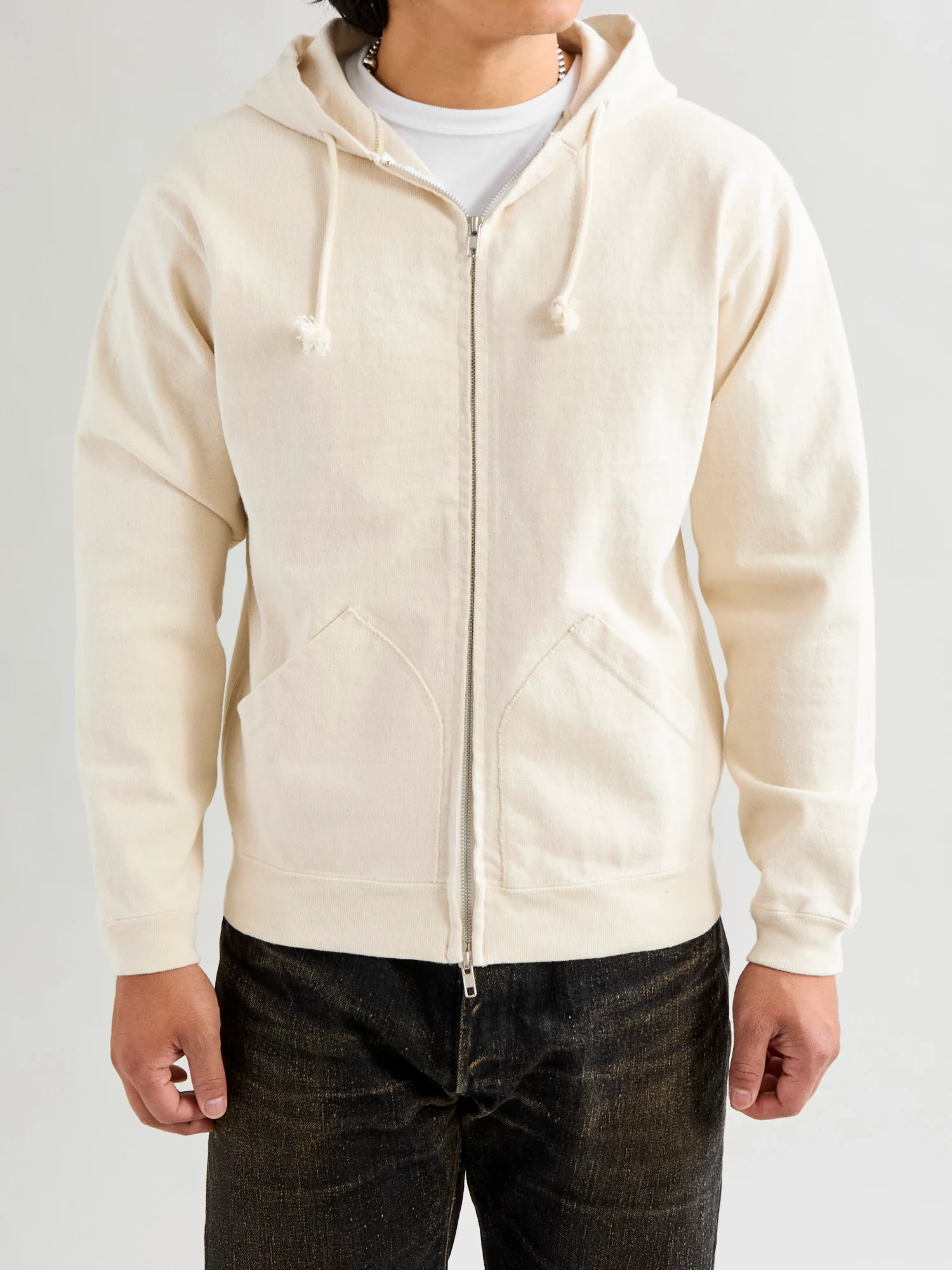 Extra Heavyweight Jersey Zip Hoodie in Natural - Image 2