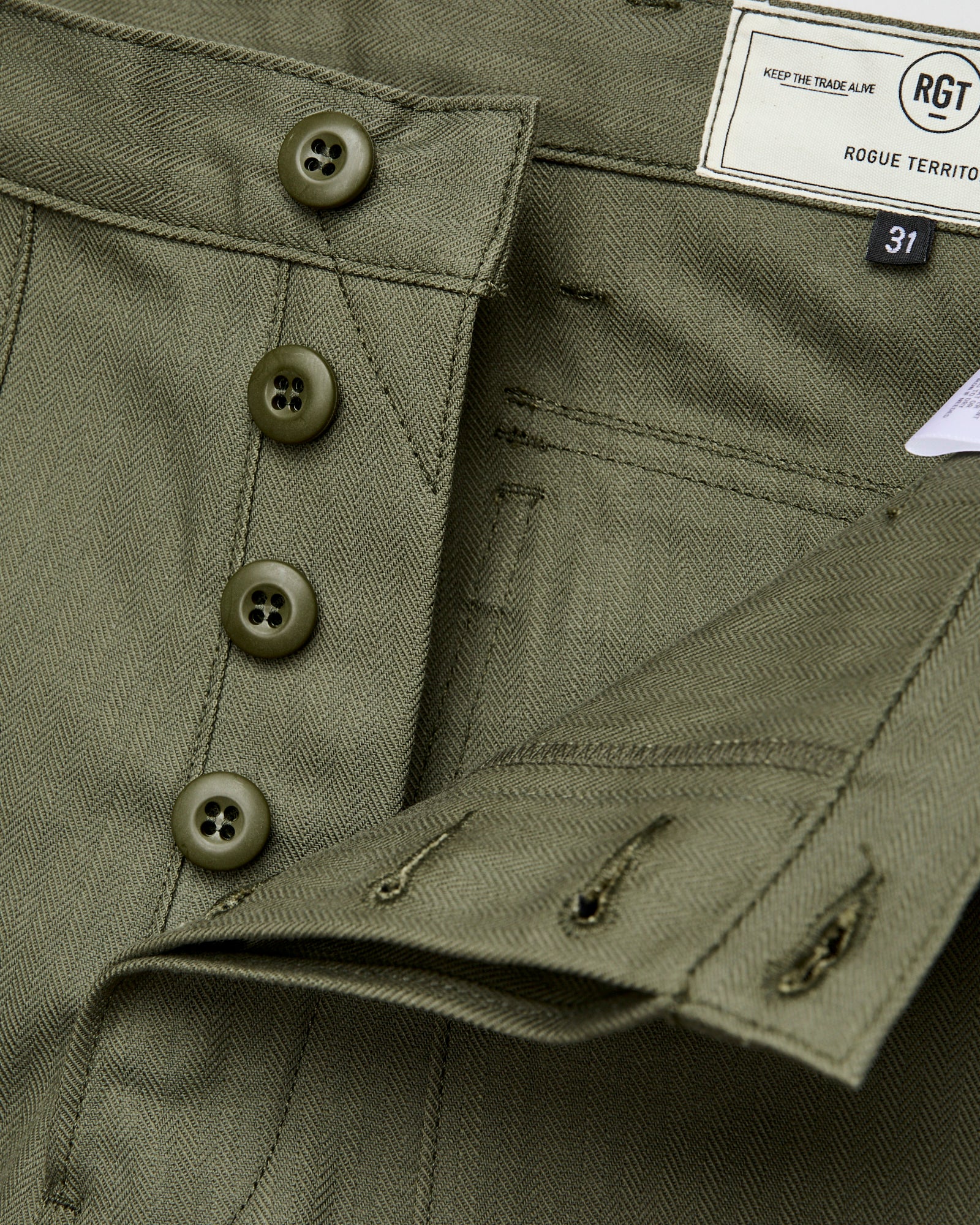 "Fatigue Pants" in 10oz Olive Herringbone - Image 6