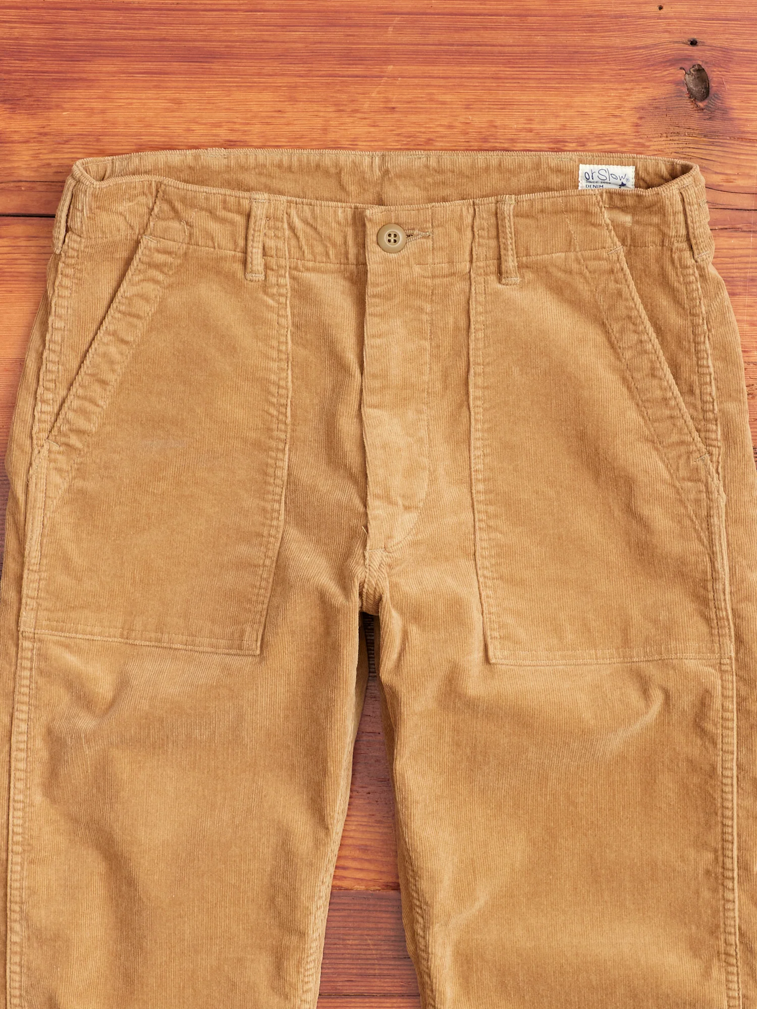 Slim Fatigue Pants in Beige Corduroy - Image 3