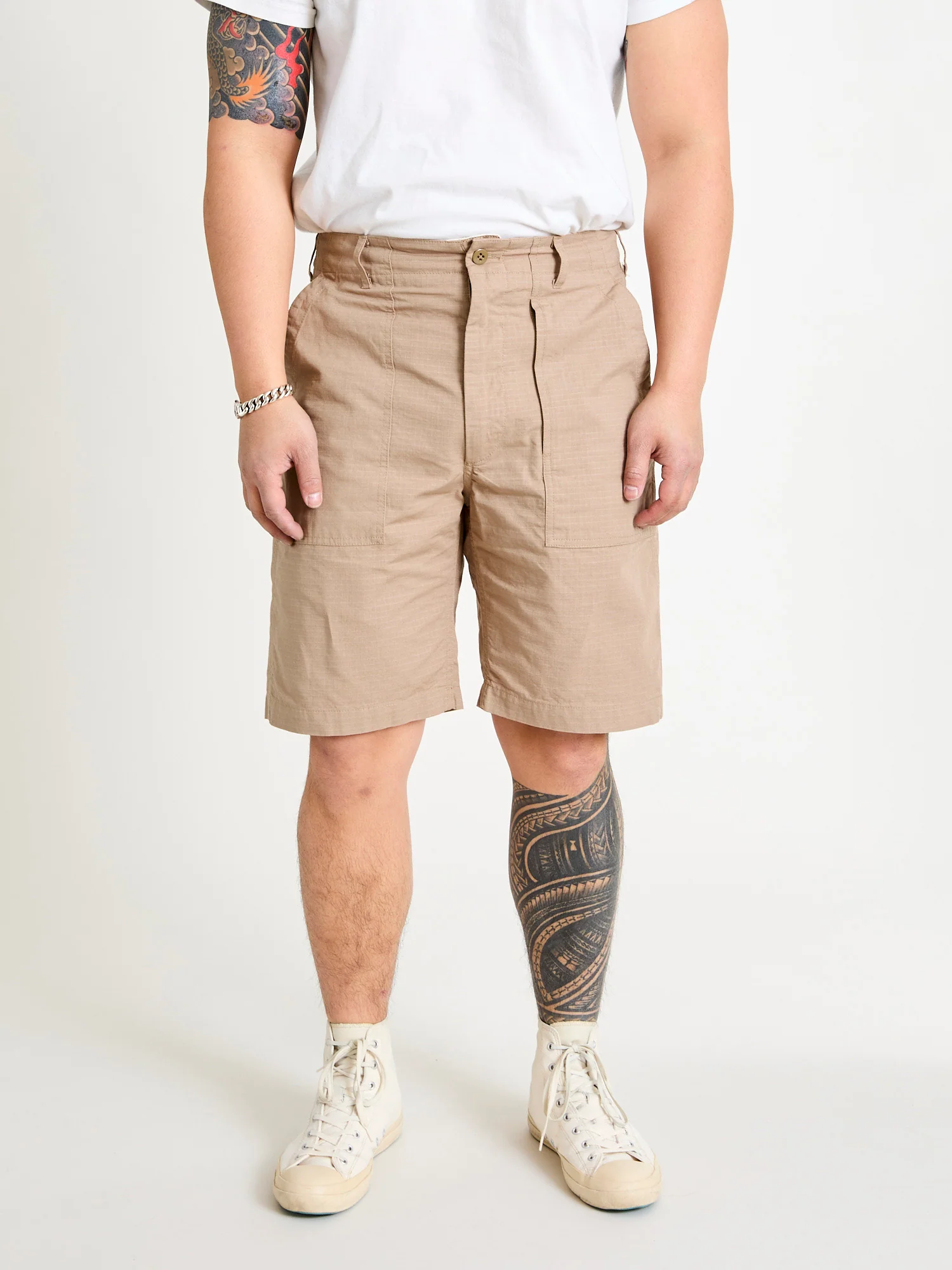 Fatigue Shorts in Khaki Cotton Ripstop - Image 2