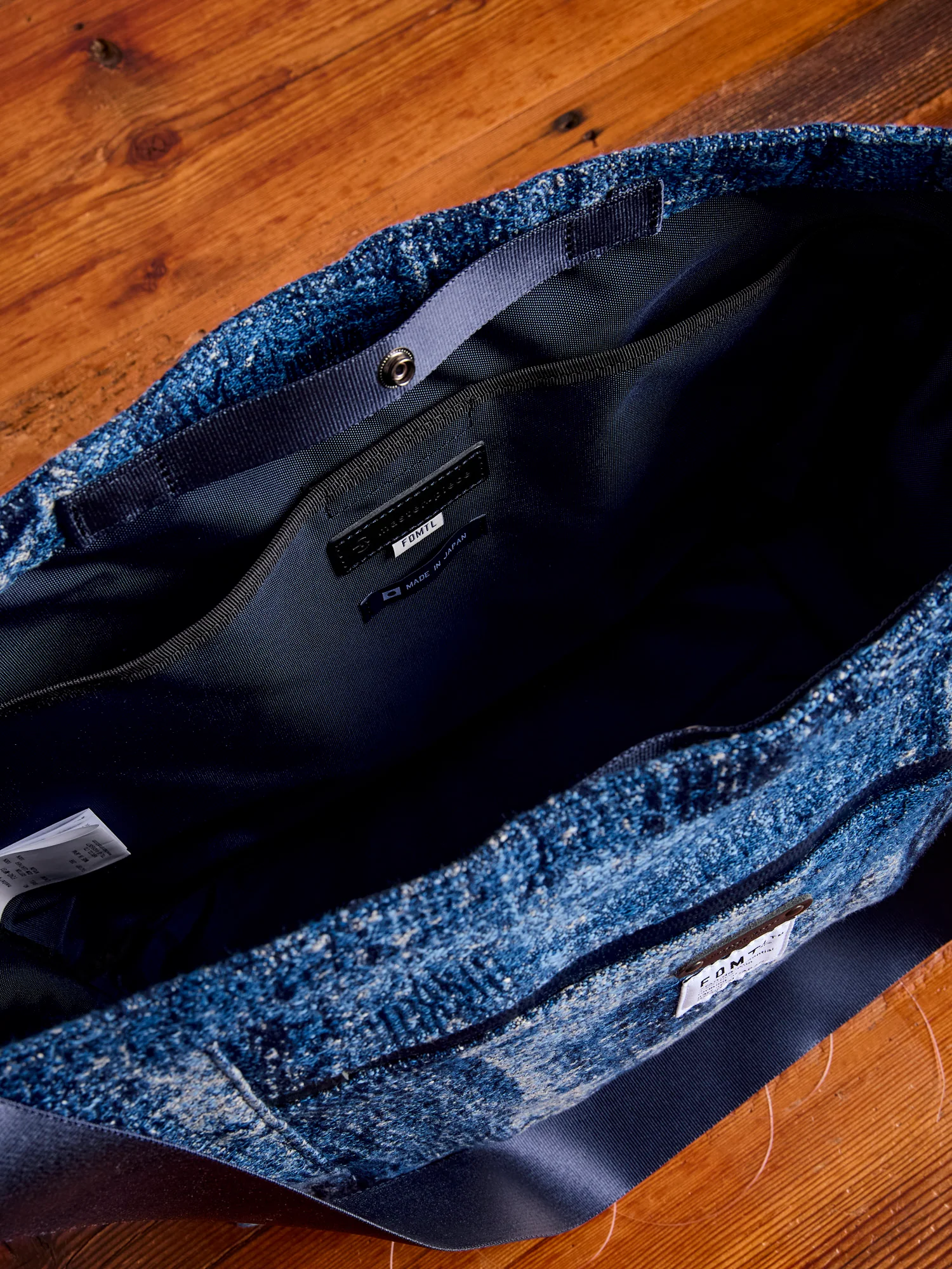FDMTL x Master-Piece Boro Jacquard Shoulder Bag in Indigo - Image 10