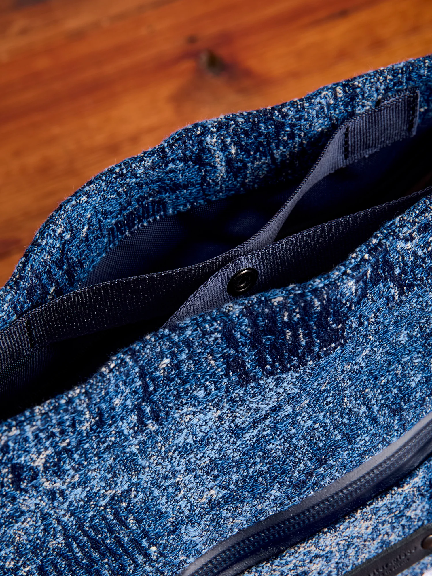 FDMTL x Master-Piece Boro Jacquard Shoulder Bag in Indigo - Image 9