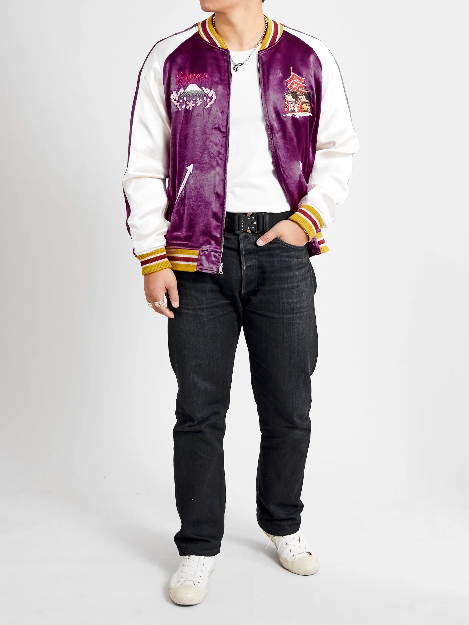 "Festival" Reversible Sukajan Souvenir Jacket in Blue/Purple - Image 25