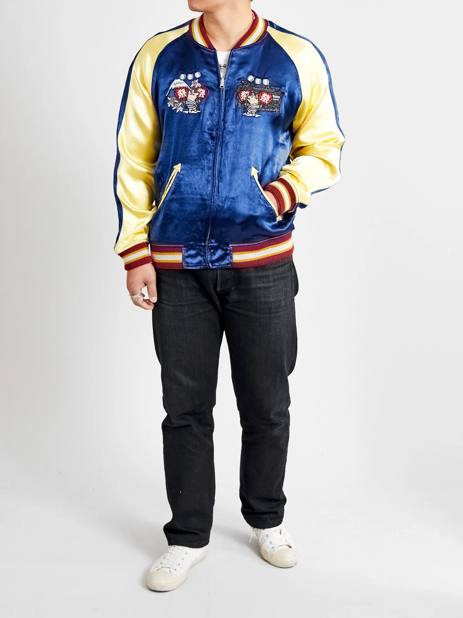 "Festival" Reversible Sukajan Souvenir Jacket in Blue/Purple - Image 26