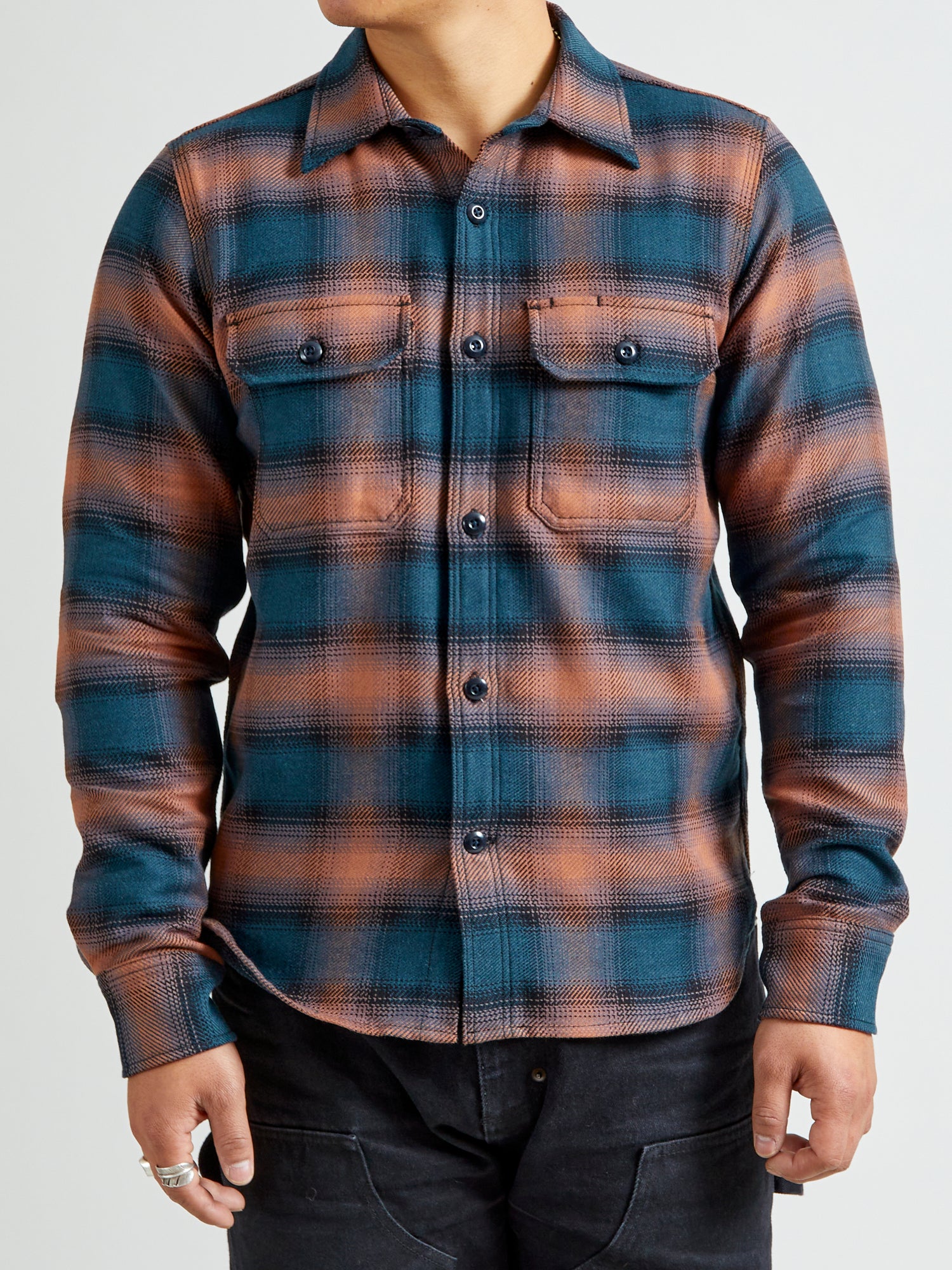 "Field Shirt" in Navy Blush Ombre Plaid - Image 2