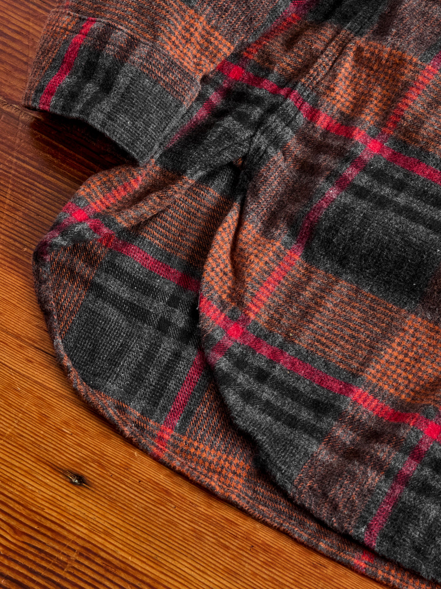 Flannel Work Shirt in Orange Red Plaid - Image 5