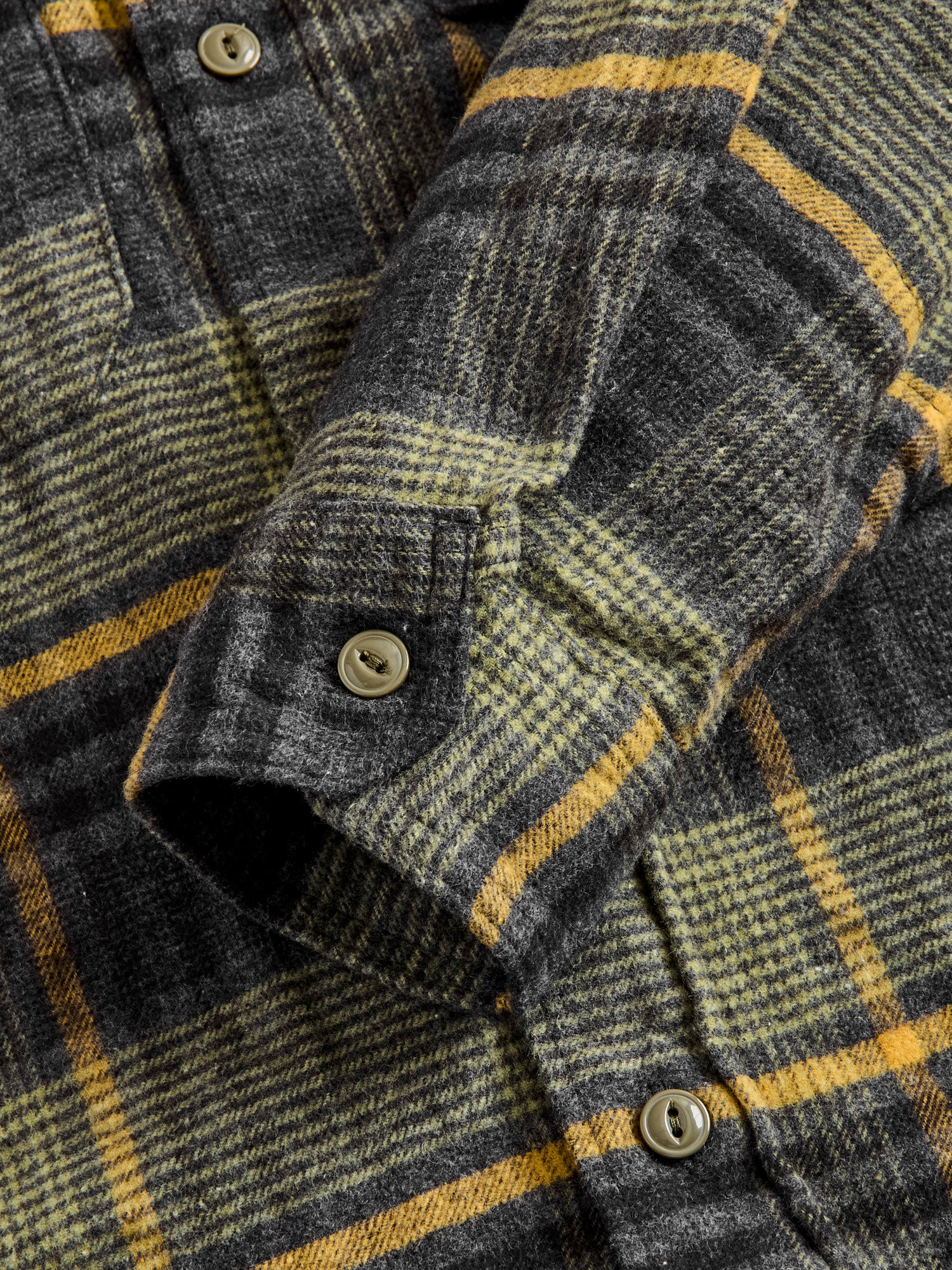 Flannel Work Shirt in Yellow Grey Plaid - Image 4