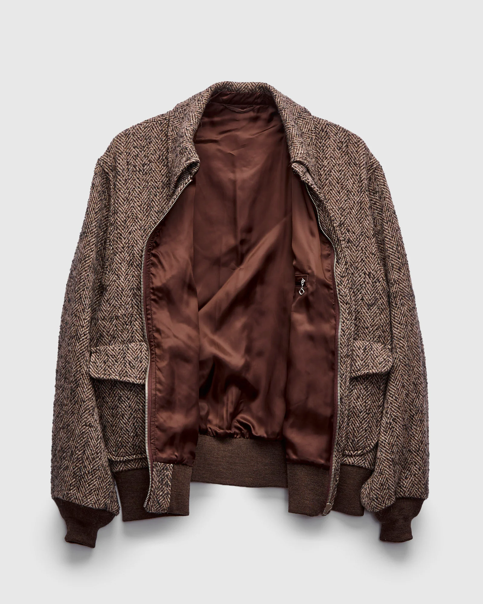 Flight Jacket in Brown Herringbone - Image 3