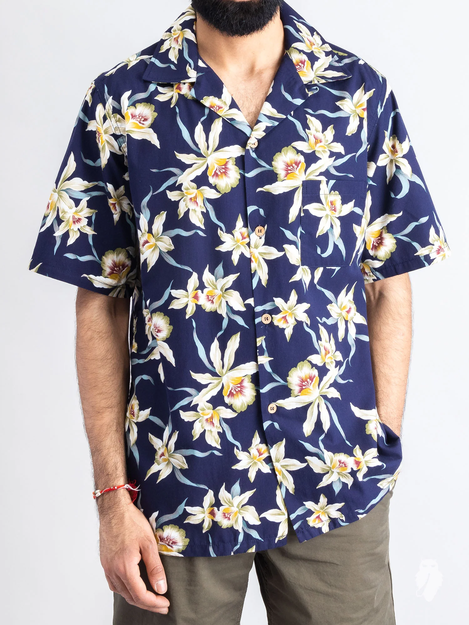 Floral Hawaiian Shirt in Navy - Image 2
