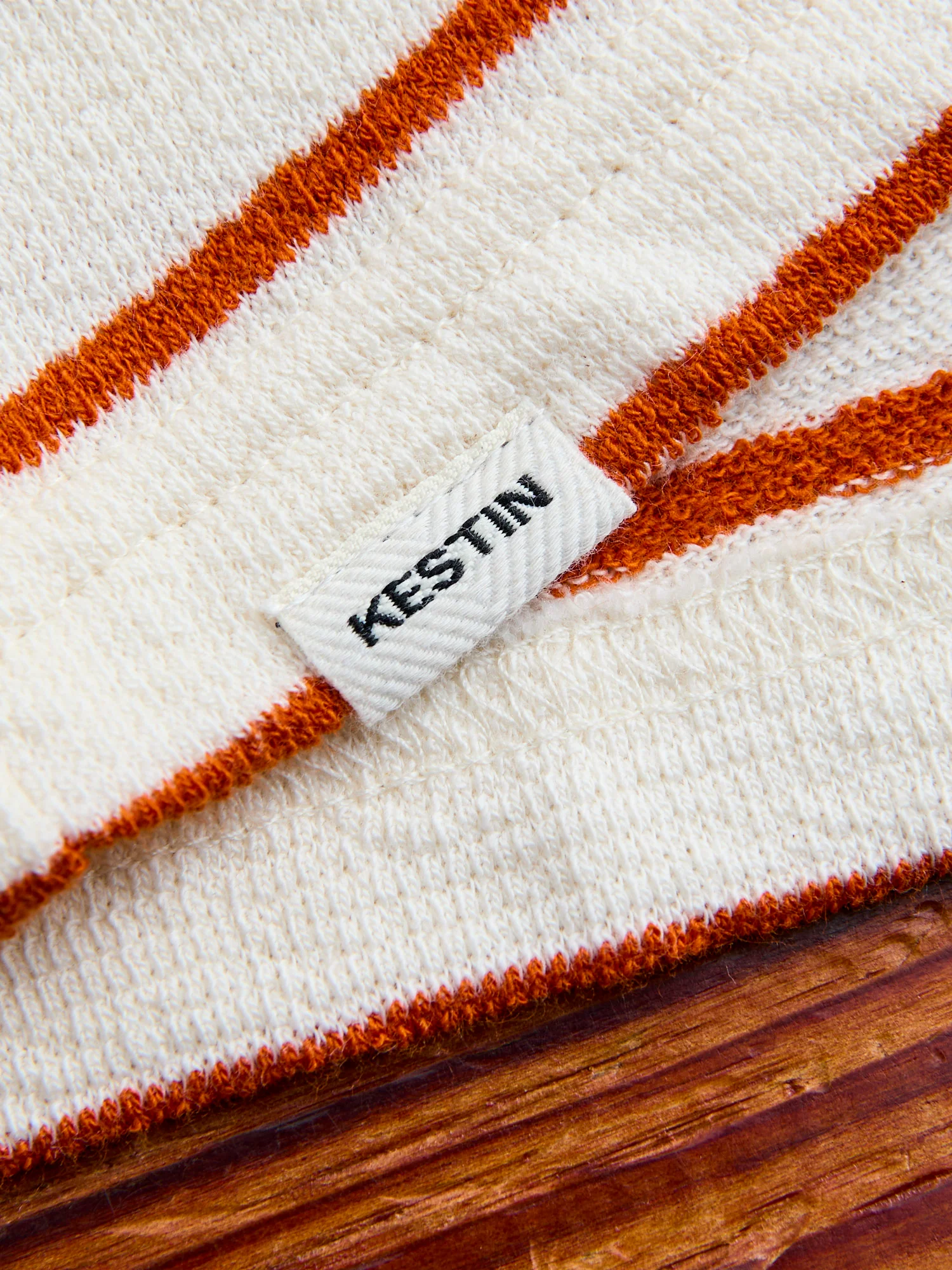 Fly Tee in Ecru Tangerine Stripe - Image 7