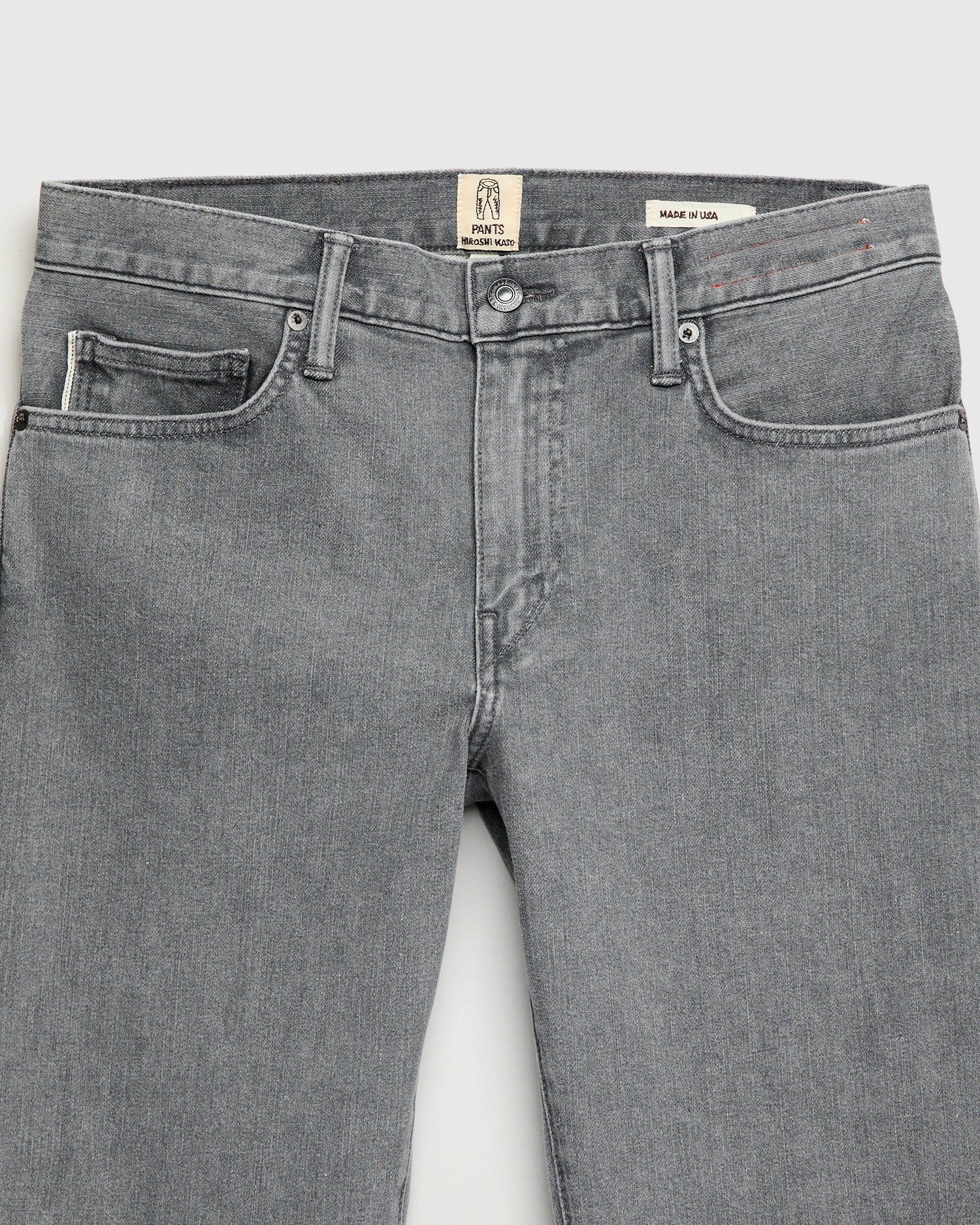 "Granite" 10.5oz Washed Grey Stretch Selvedge Denim - Hammer Straight - Image 5