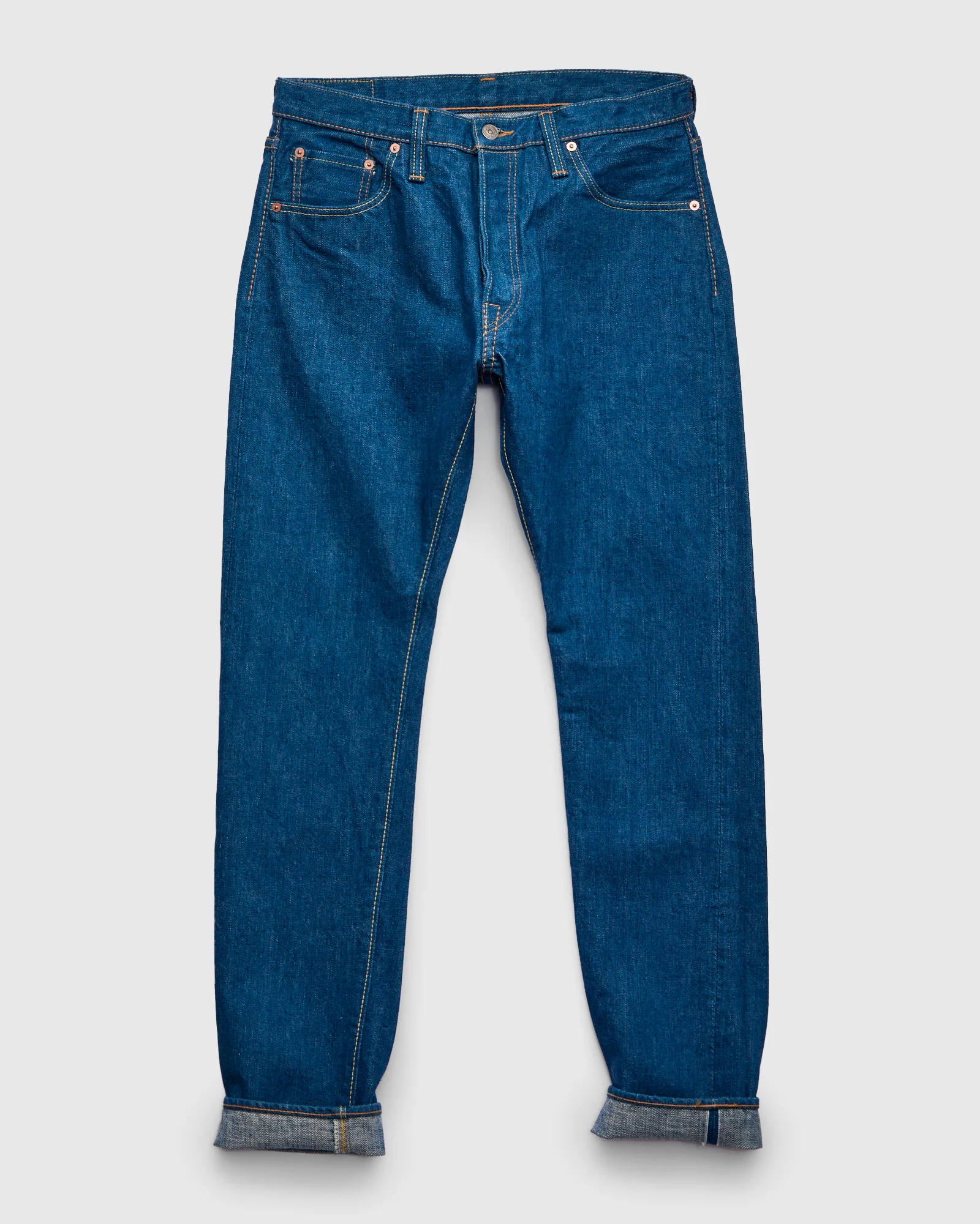 GRE-019 14oz Rinsed Selvedge Denim - Relaxed Tapered Fit - Image 2