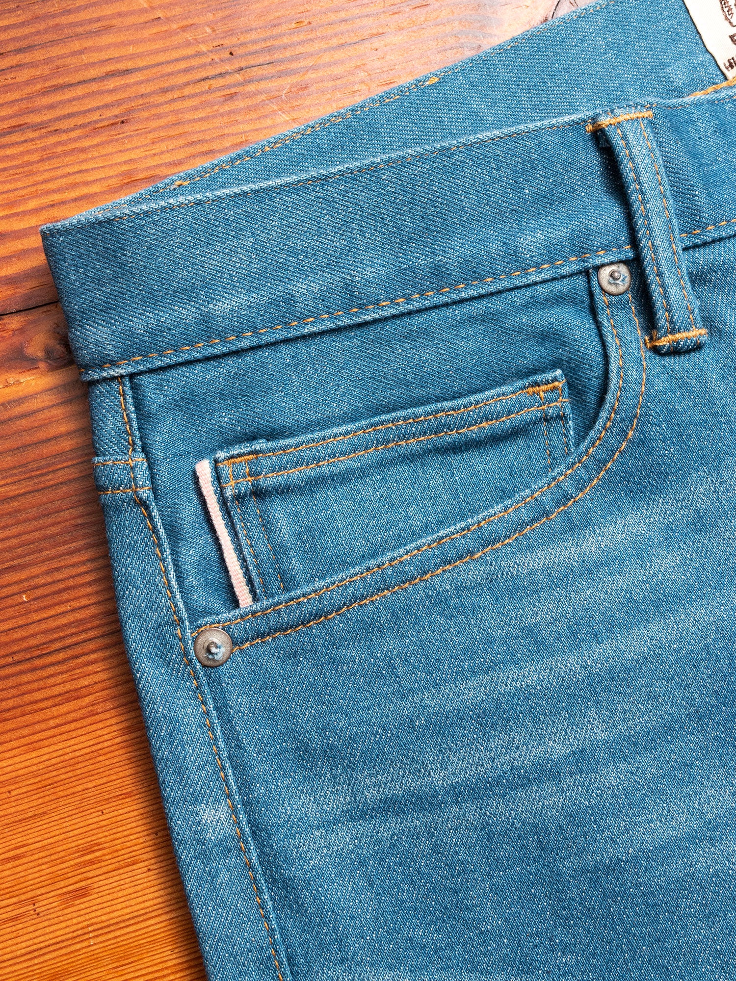 "Halen" 14oz Washed Indigo Stretch Selvedge Denim - Pen Slim - Image 5