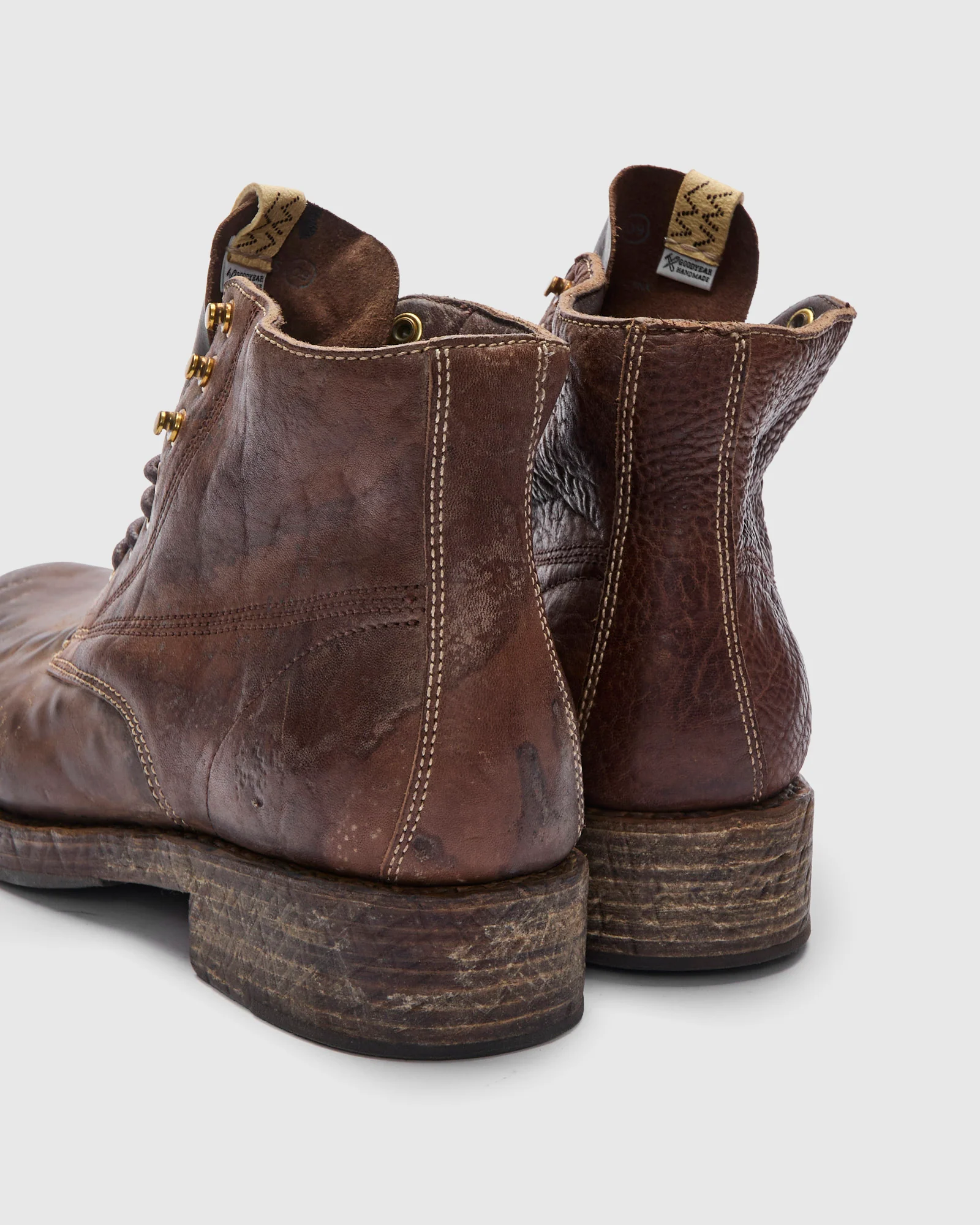 Damaged Virgil Boots-Folk in Dark Brown Horsehide - Image 5