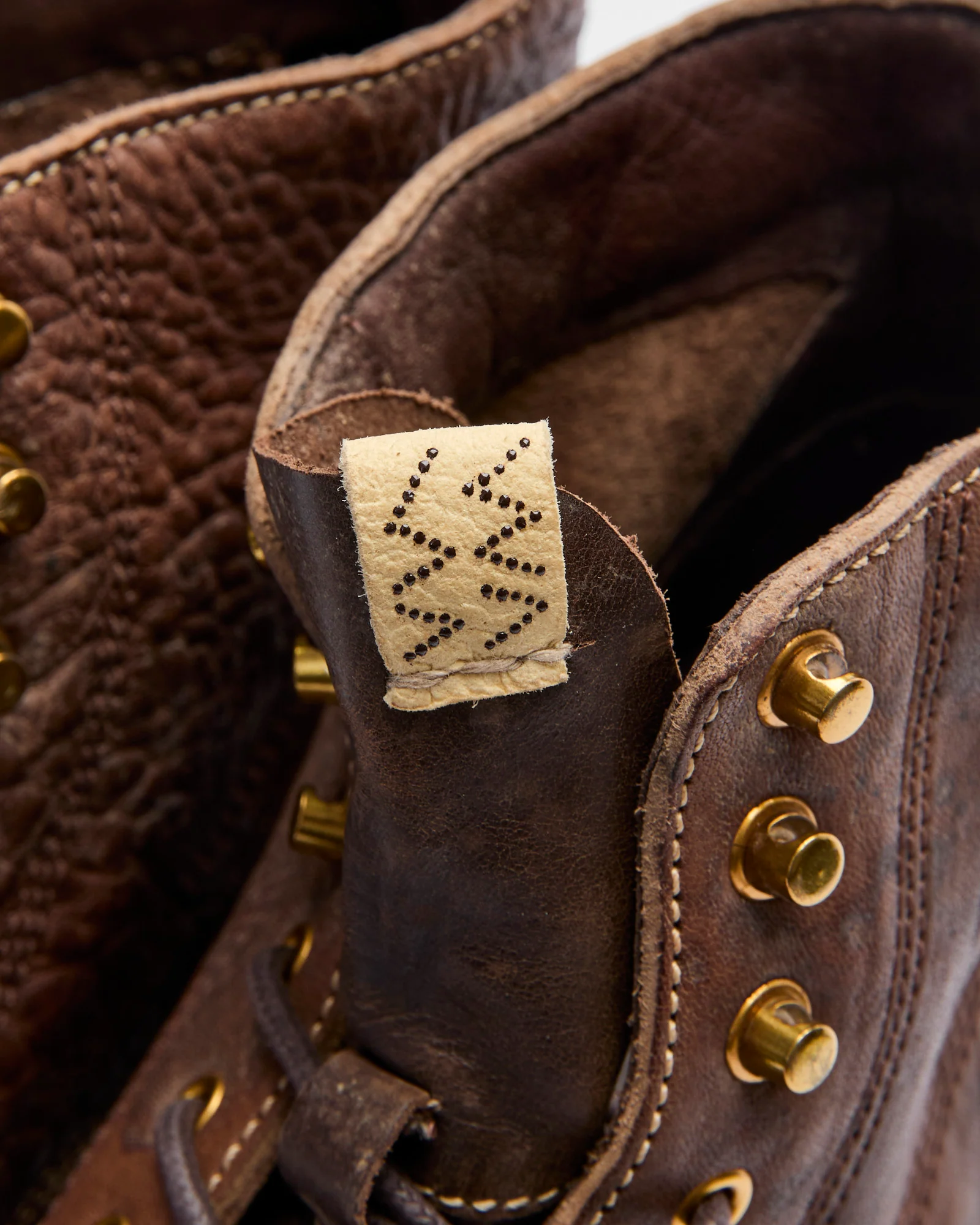 Damaged Virgil Boots-Folk in Dark Brown Horsehide - Image 9