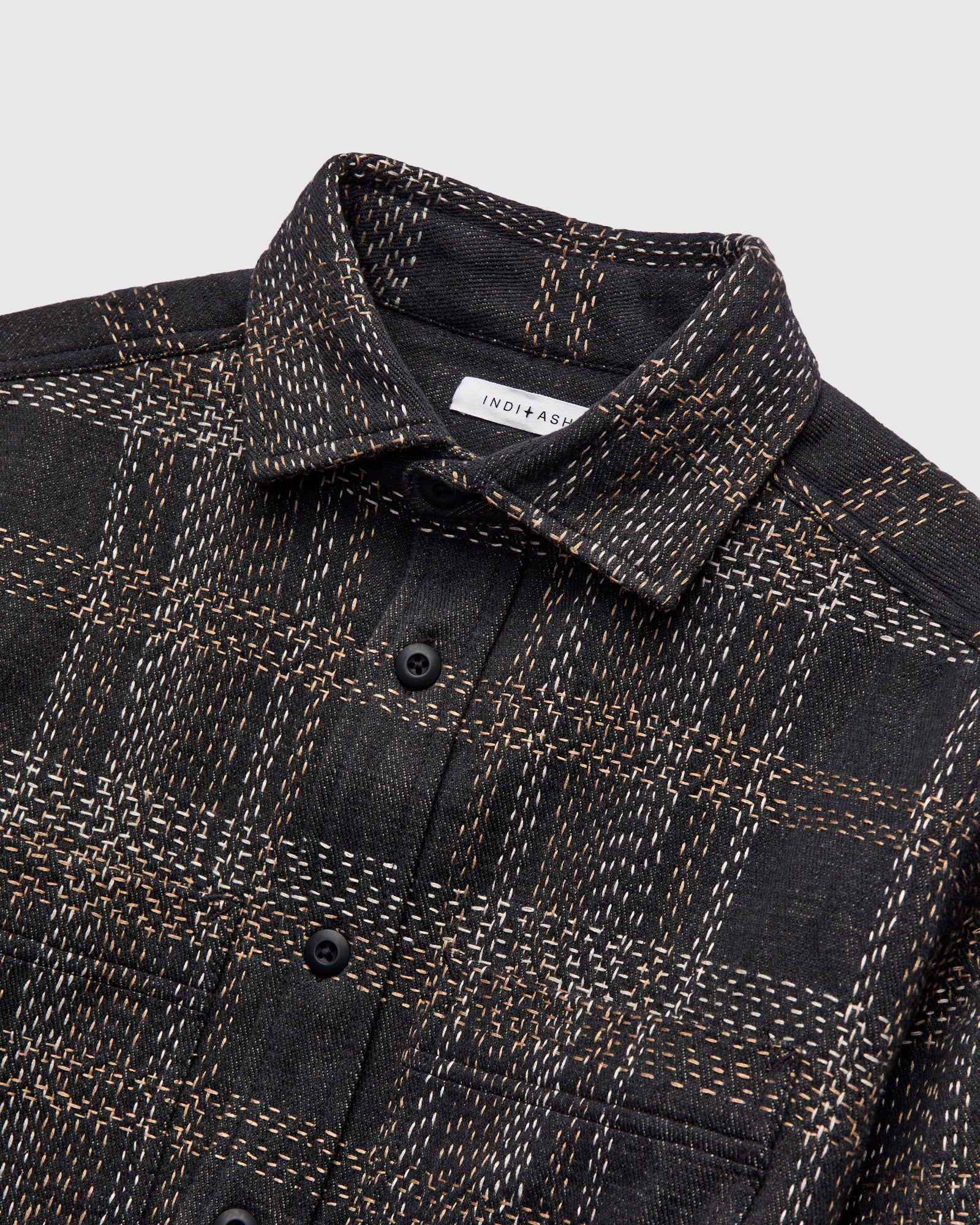 Hand Embroidered Ames Workshirt in Iron/Acacia Denim - Image 5