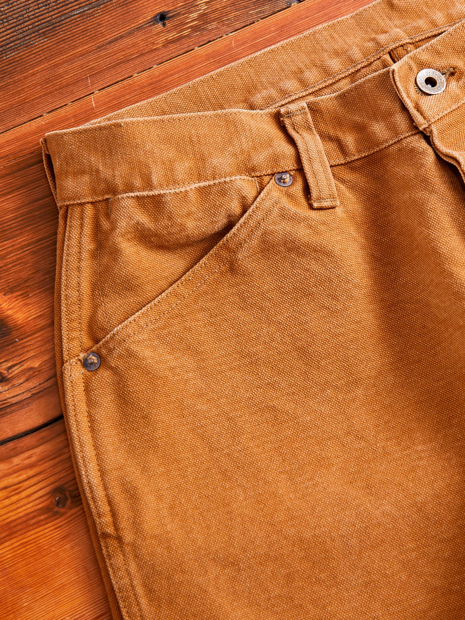 Heavy Canvas Cinch Back Work Pants in Brown - Image 4