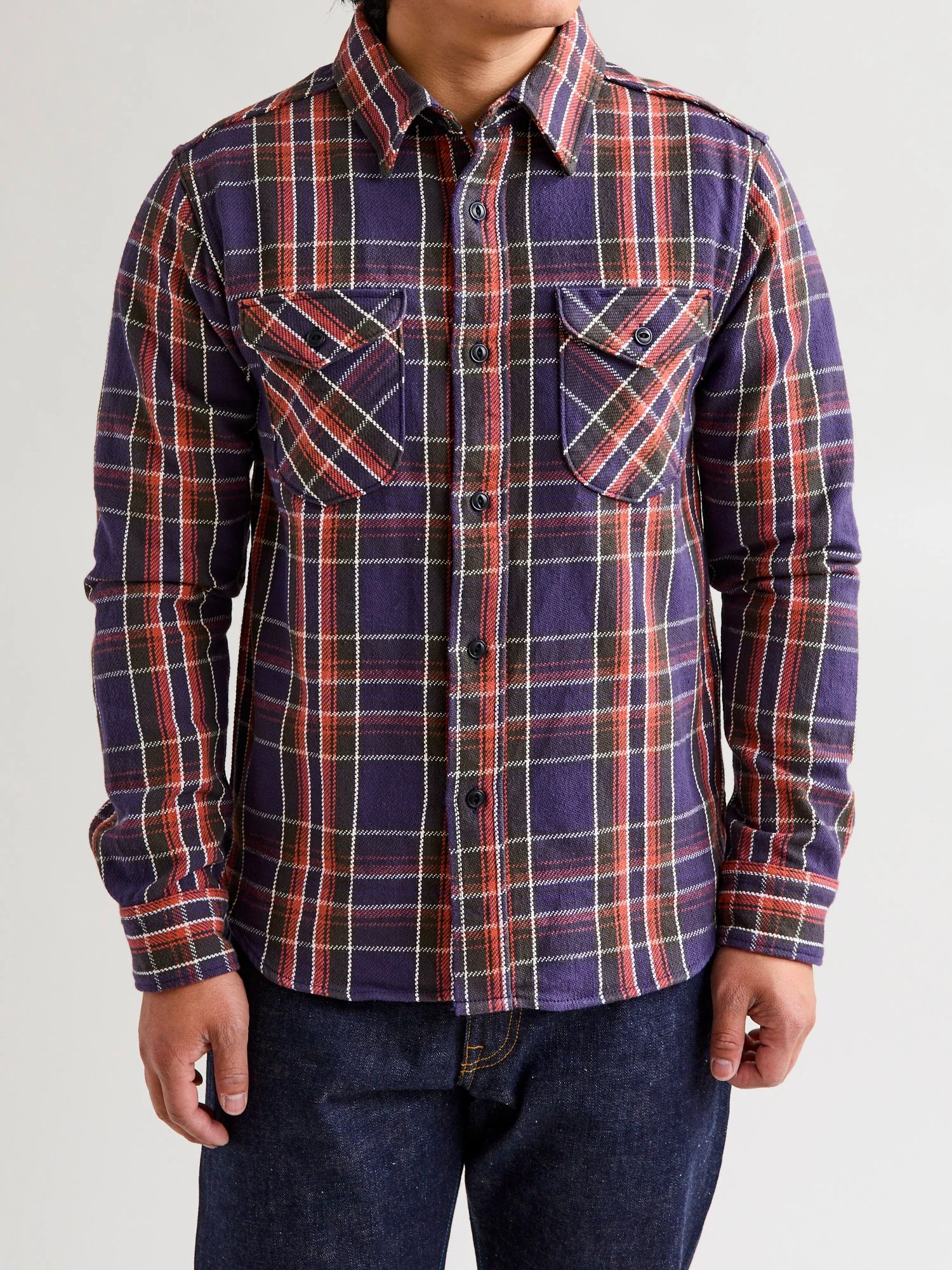 Heavy Flannel Shirt in Purple - Image 2