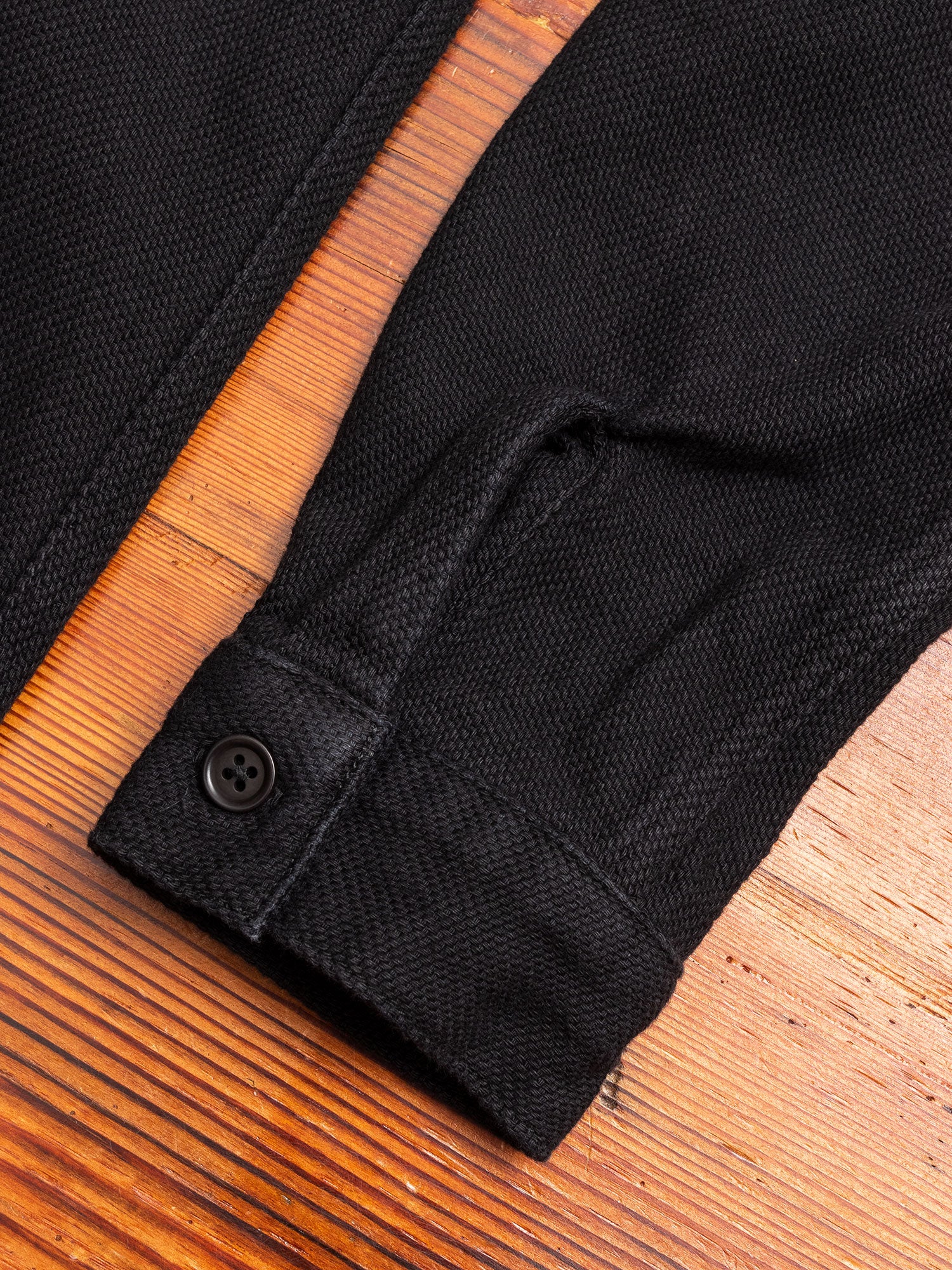 Heavyweight Dobby Sashiko Work Shirt in Black - Image 4