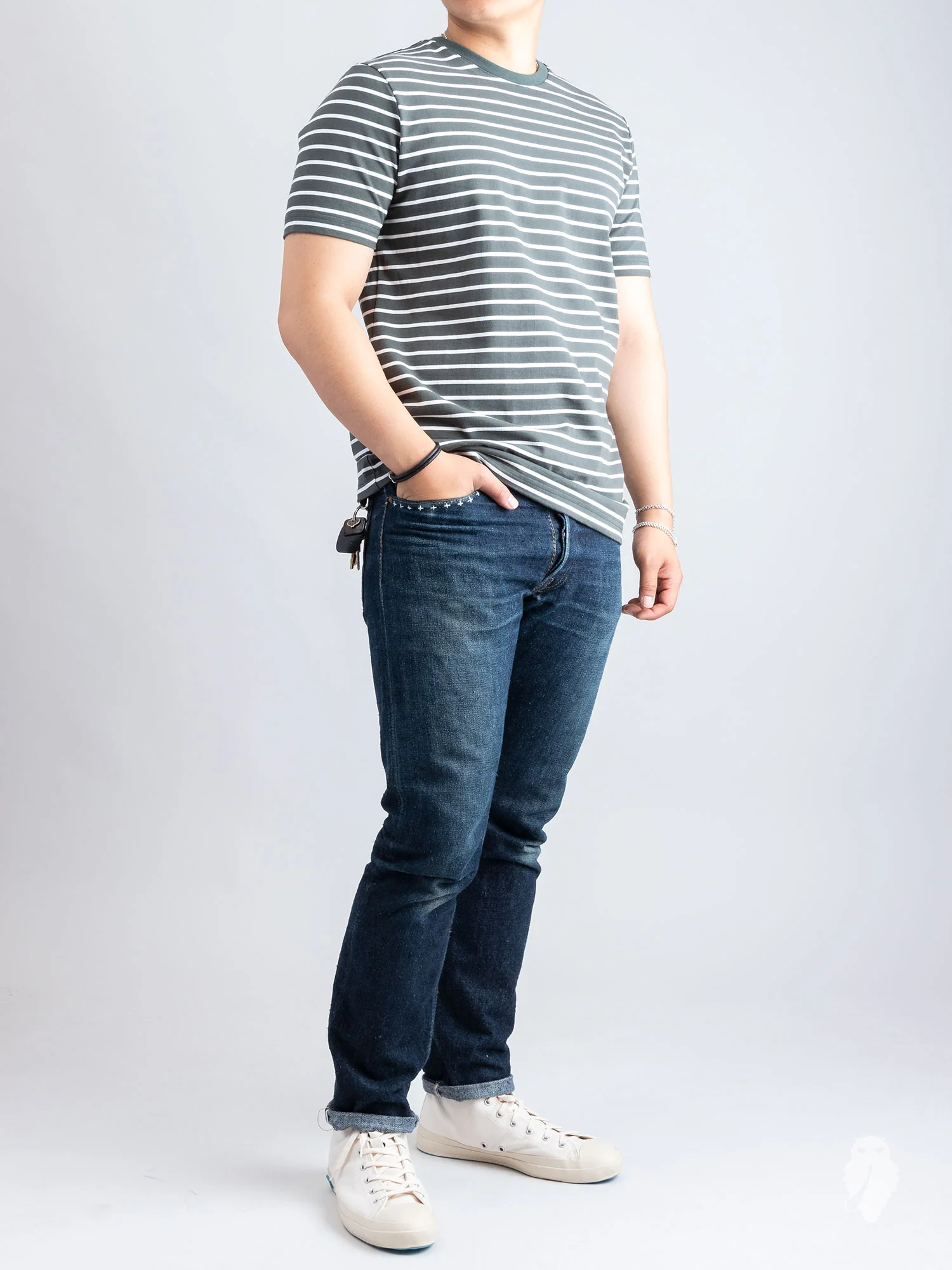 Heavyweight Jersey T-Shirt in Pine Stripe - Image 6