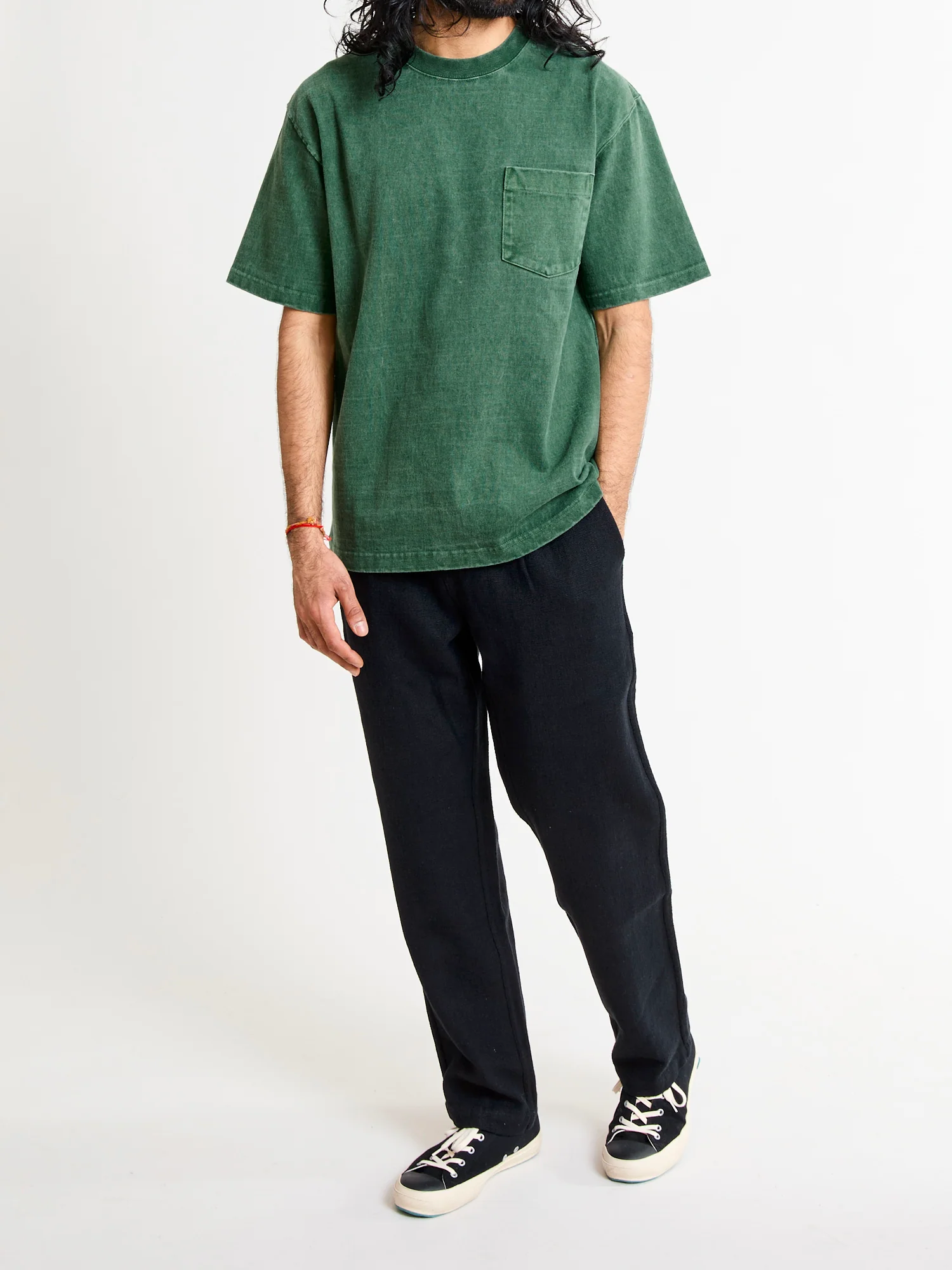 Heavyweight Pigment Dye Pocket T-Shirt in Faded Green - Image 8
