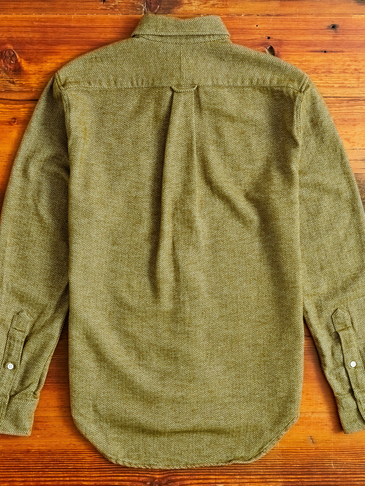 Herringbone Flannel in Olive - Image 8