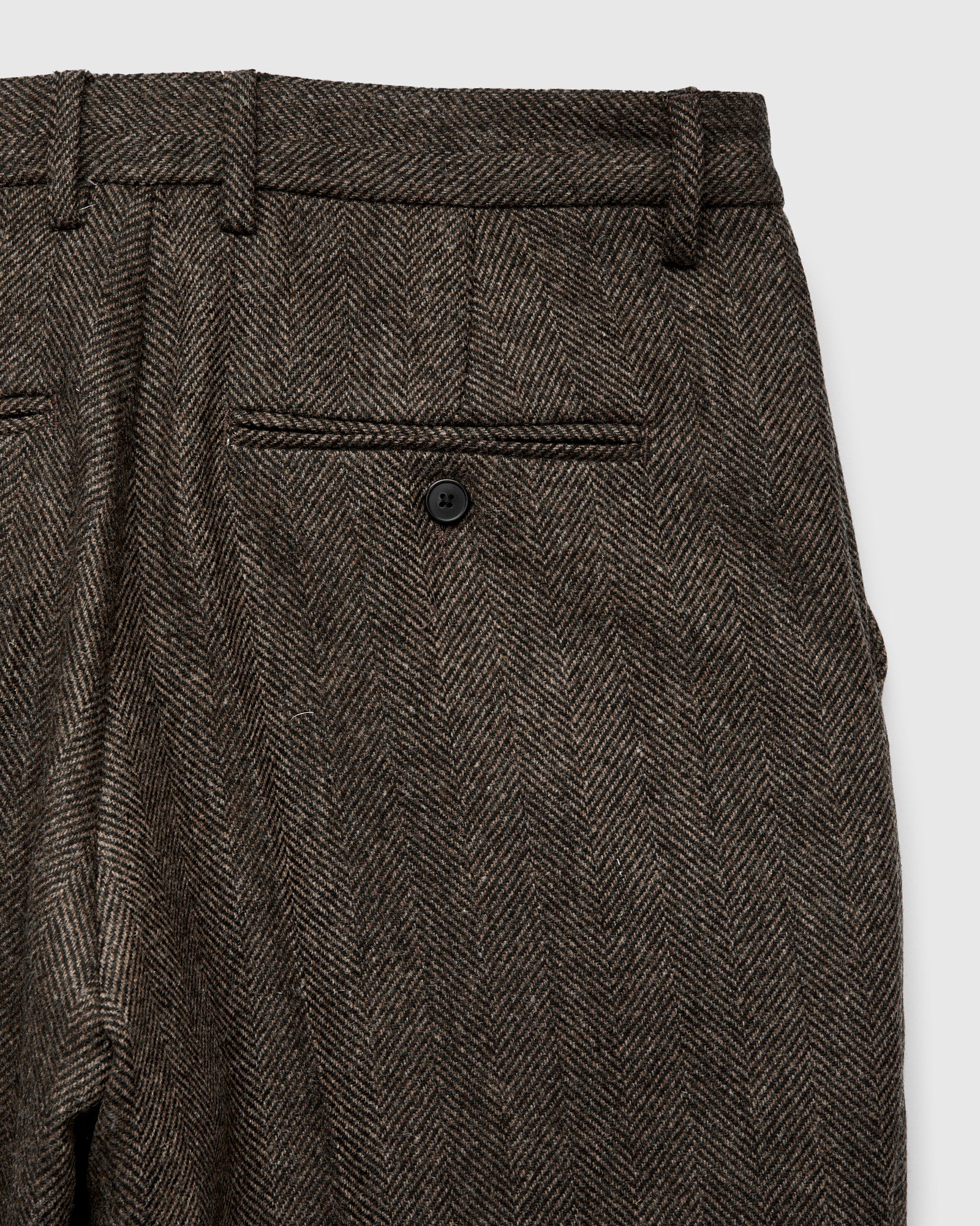 Herringbone Single Pleat Trousers in Brown - Image 3