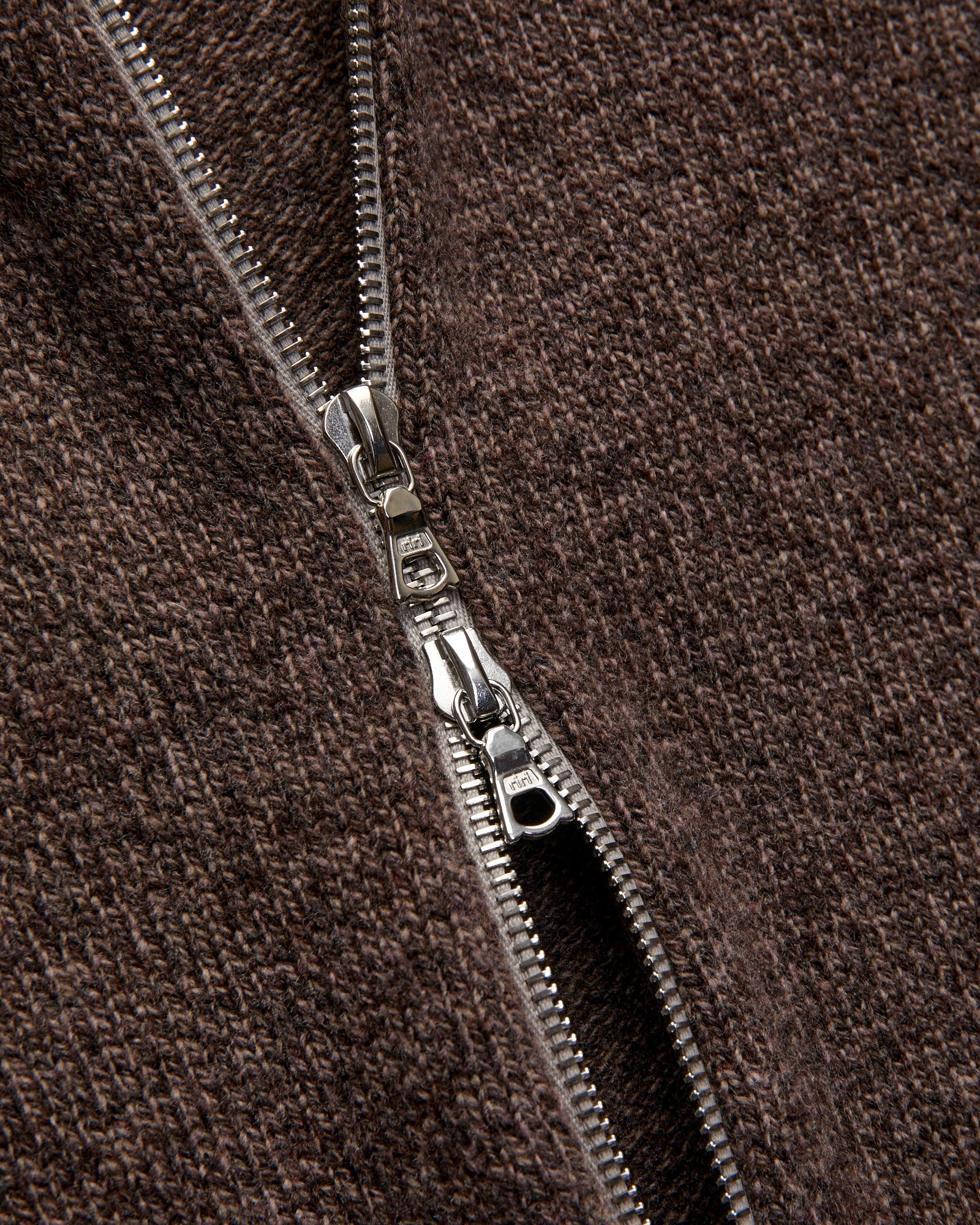 "High Pressure" Wool Zip Cardigan in Brown Mix - Image 7