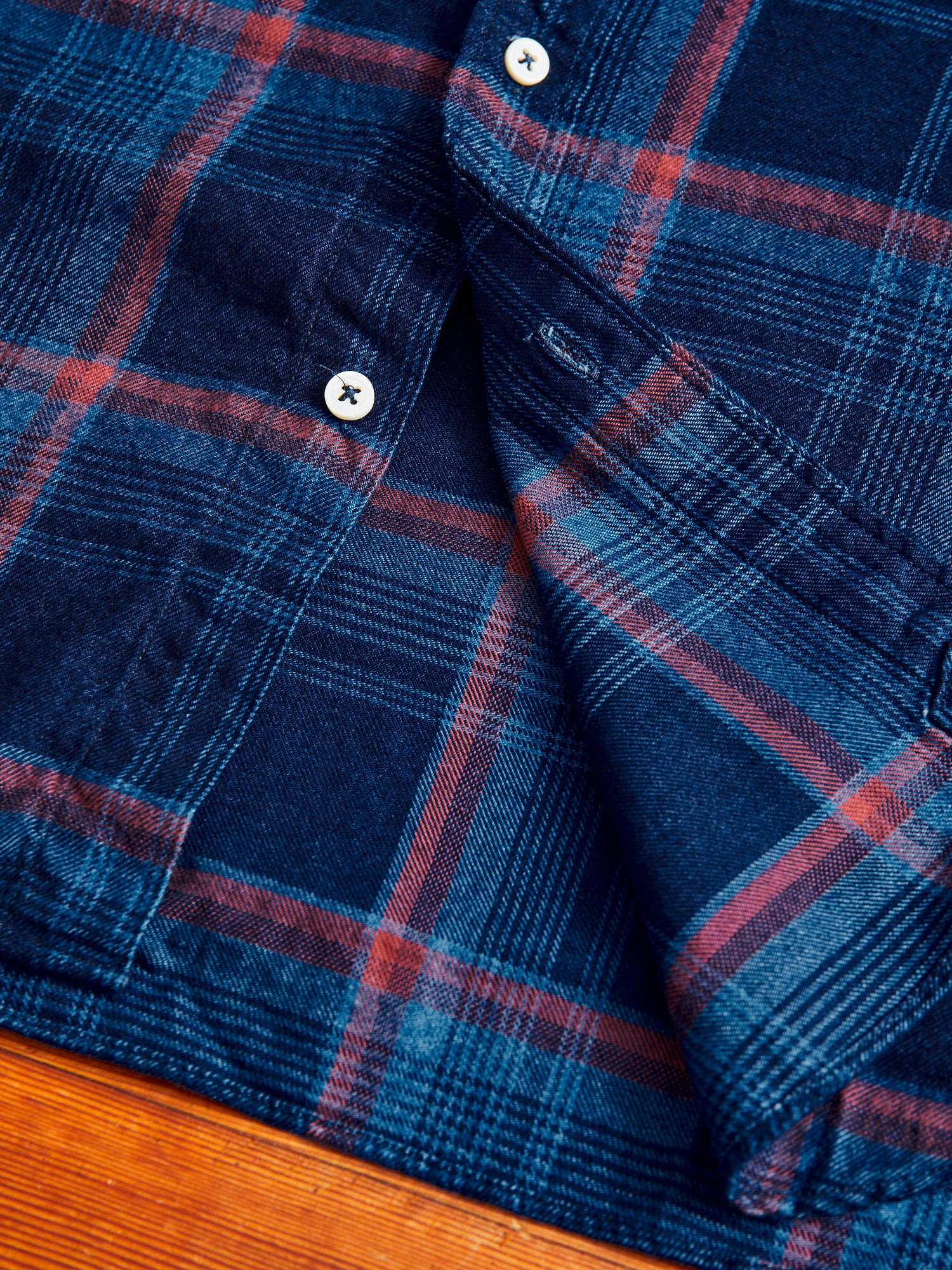 Indigo Check Flannel Shirt in Red - Image 8