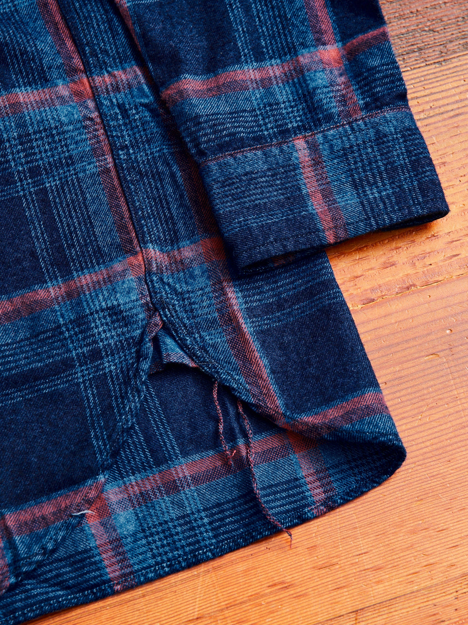 Indigo Check Flannel Shirt in Red - Image 9