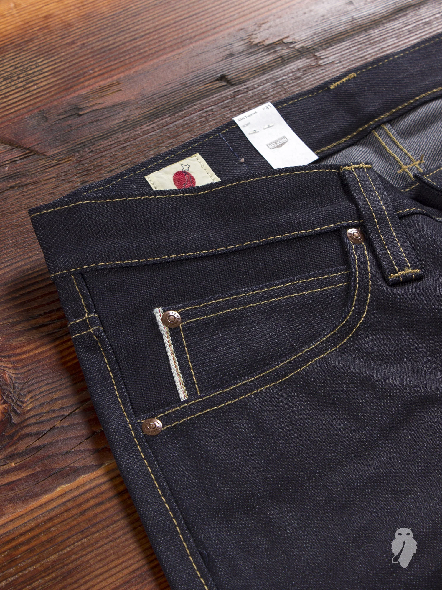 F002 "Indigo/Grey" 13oz Selvedge Denim - Slim Tapered Fit - Image 5