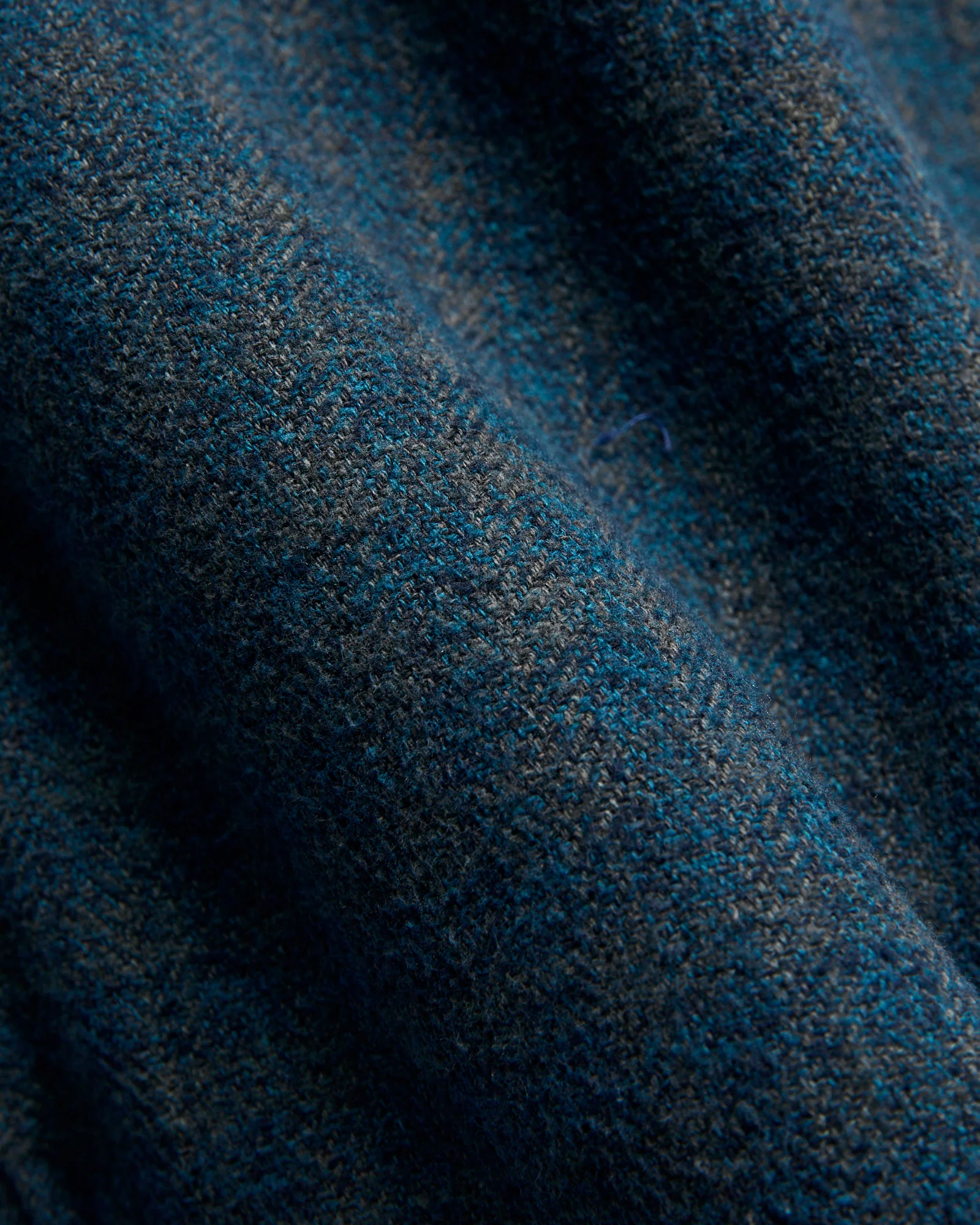 Indigo Overdye Cotton Tweed Shirt in Green Check - Image 2