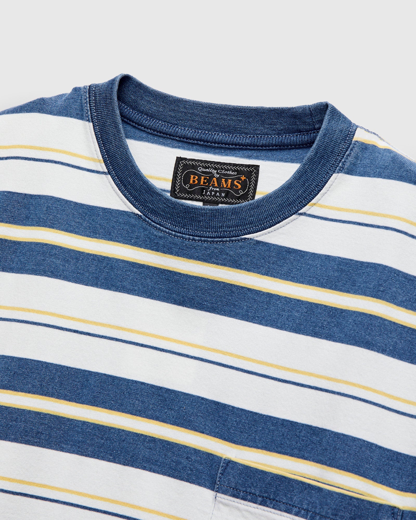 Indigo Stripe Pocket T-Shirt in Bleach - Image 3