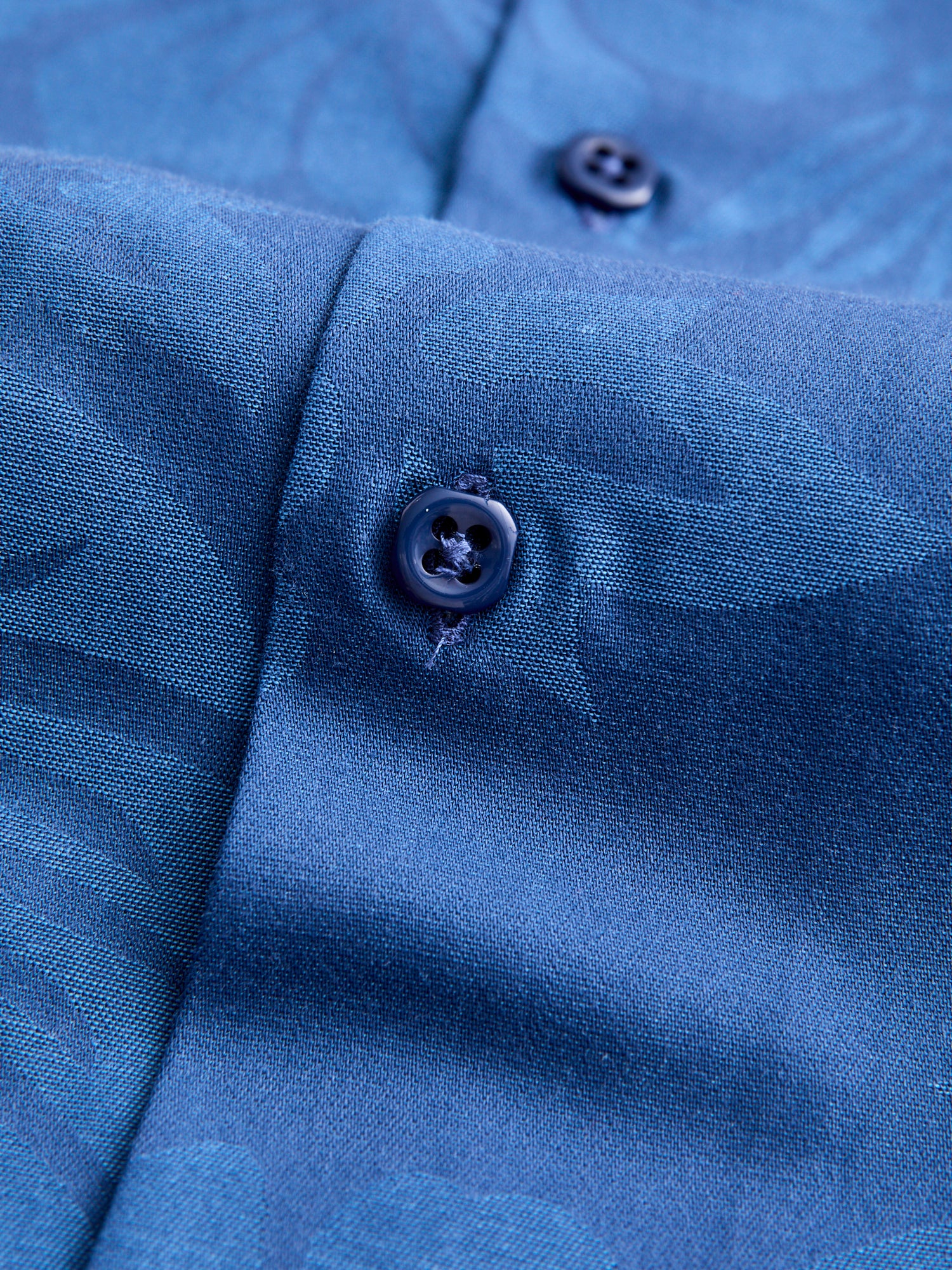 Island Jacquard Flowers Button-Up Shirt in Blue - Image 7