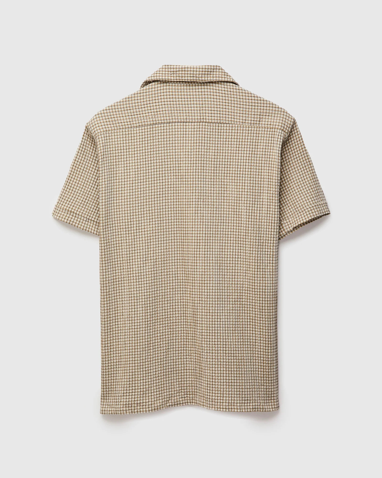 Italian Collar Shirt in Beige Check - Image 2