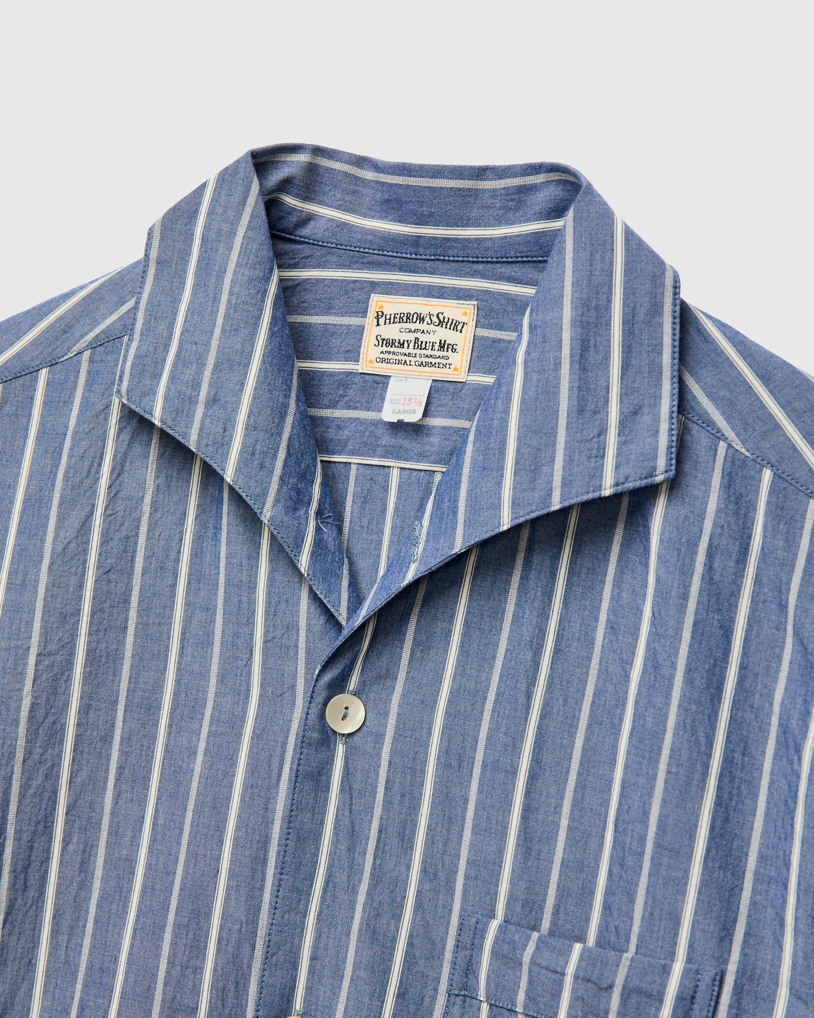 Italian Collar Shirt in Navy Stripe - Image 3