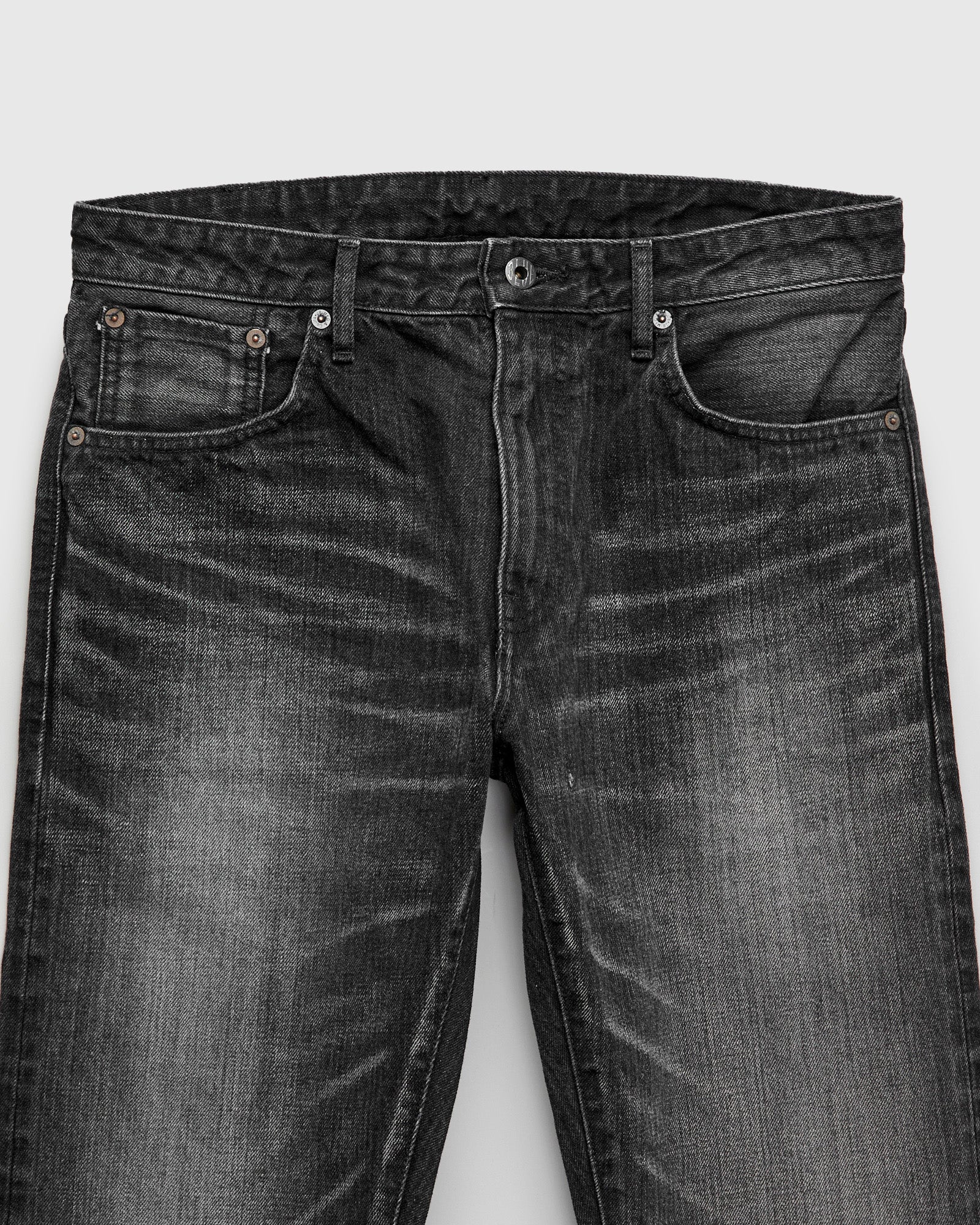 J314 "Aged Wash" 14oz Black Washed Selvedge Denim - Straight Tapered Fit - Image 6