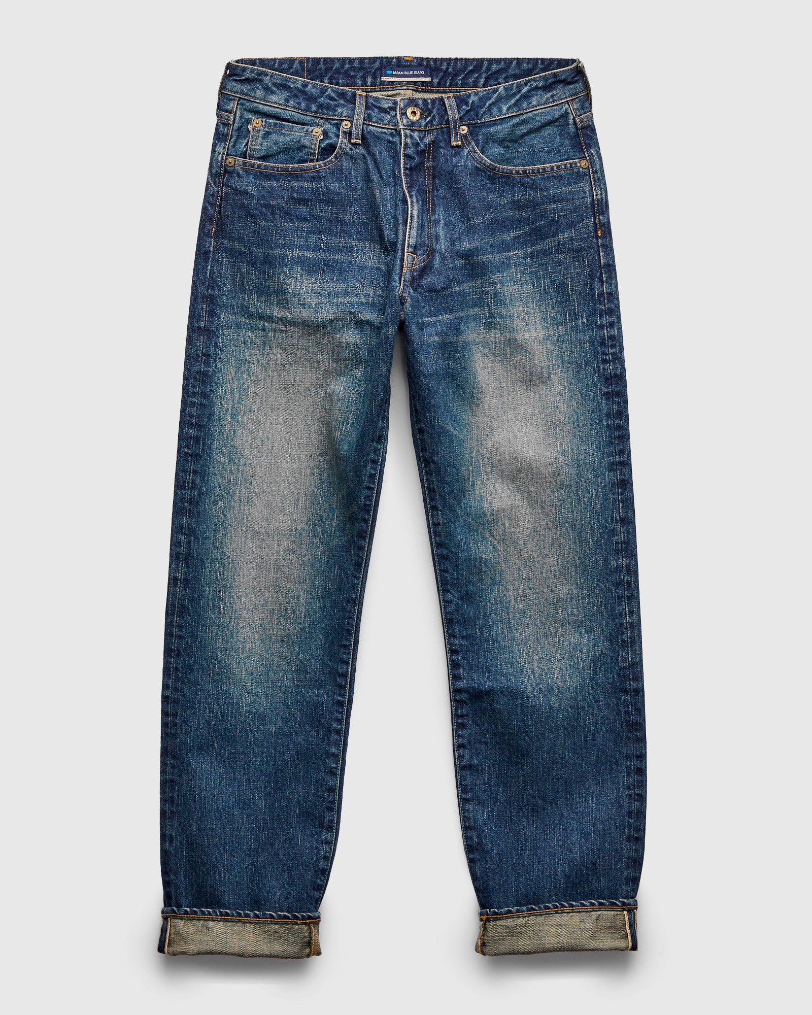 J401-D01 "US Cotton Dark Wash" 14.8oz Washed Selvedge Denim - Classic Straight Fit