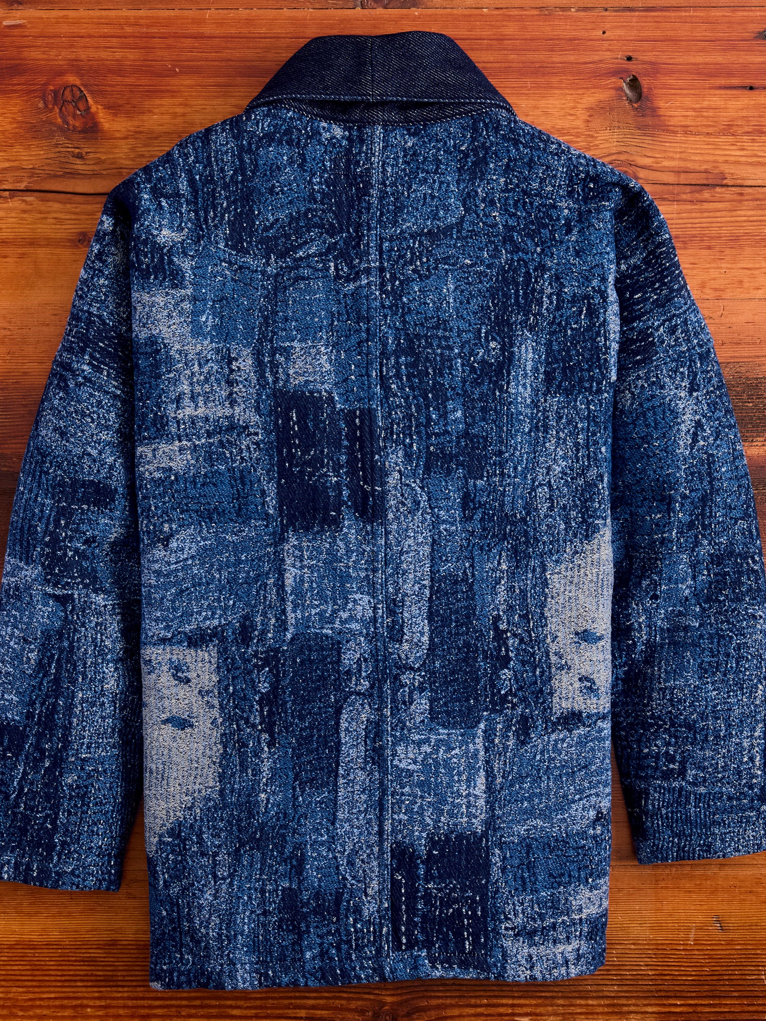 Jacquard Boro Haori Jacket in Indigo Rinse - Image 3