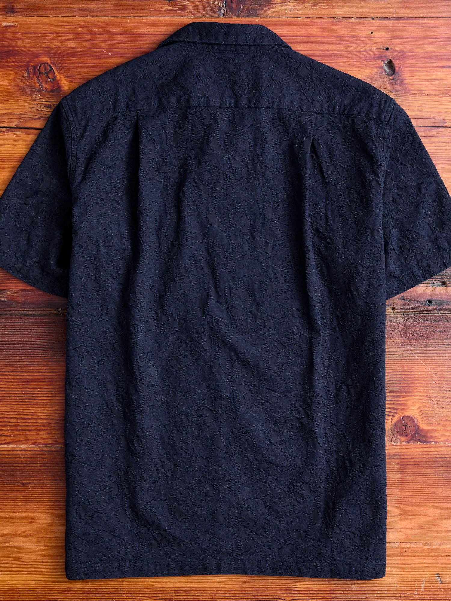 Jacquard Open Collar Shirt in Indigo Paisley - Image 11