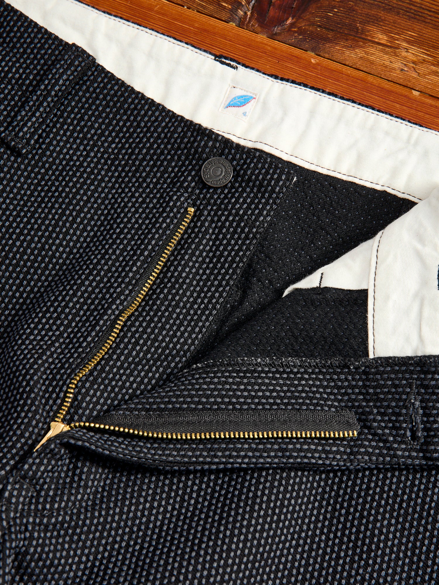 Jacquard Stitch Sashiko Shorts in Grey Black - Image 6