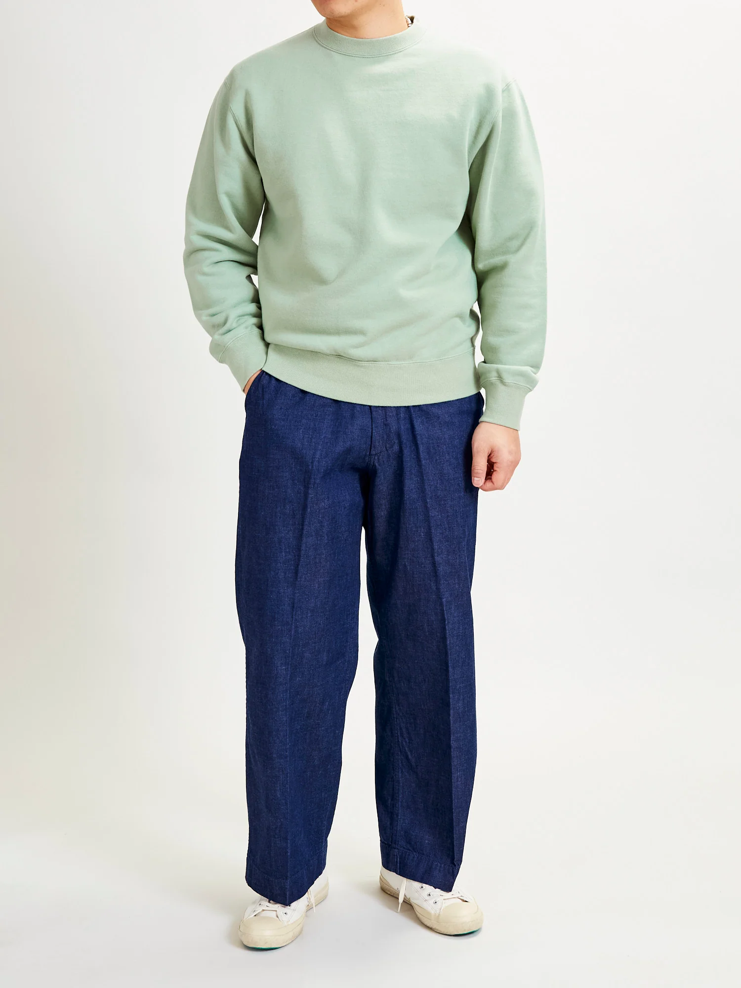 Japan-Made Fleece Crewneck in Mint Green - Image 7