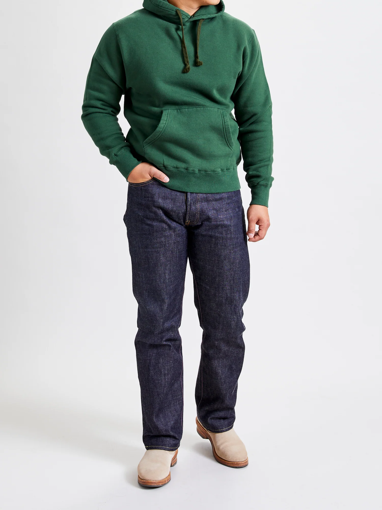 Japan-Made Fleece Hoodie in Green - Image 9
