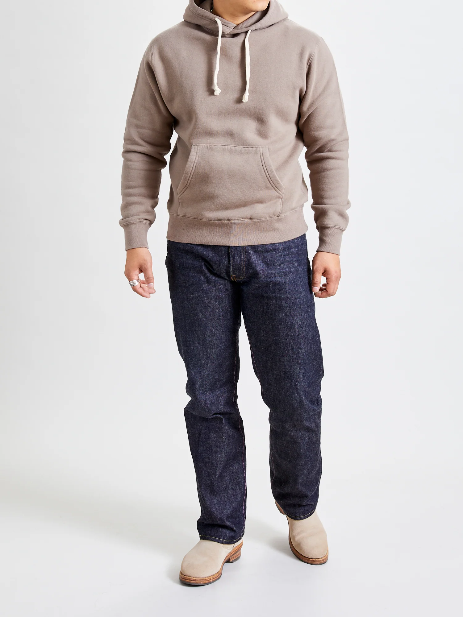 Japan-Made Fleece Hoodie in Khaki - Image 9